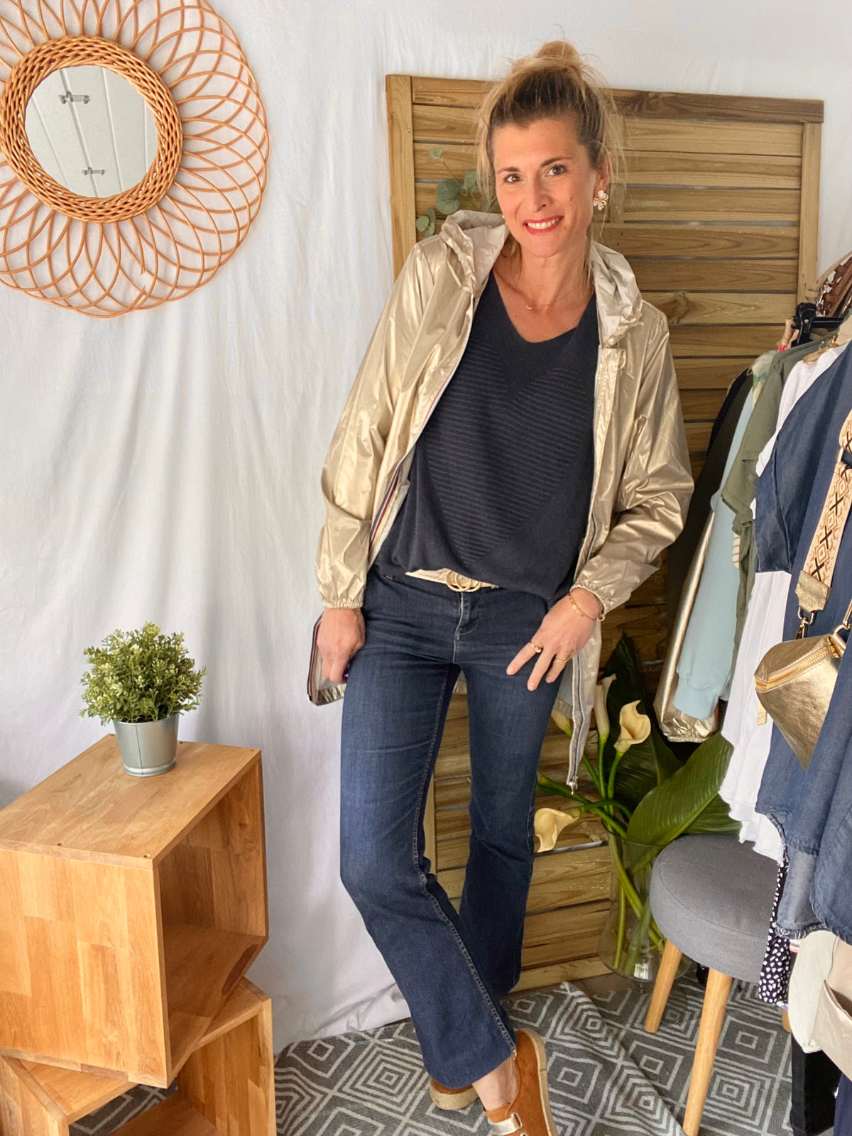 LAURA JO - Coupe vent imperméable ANNA LONG léger - Doré