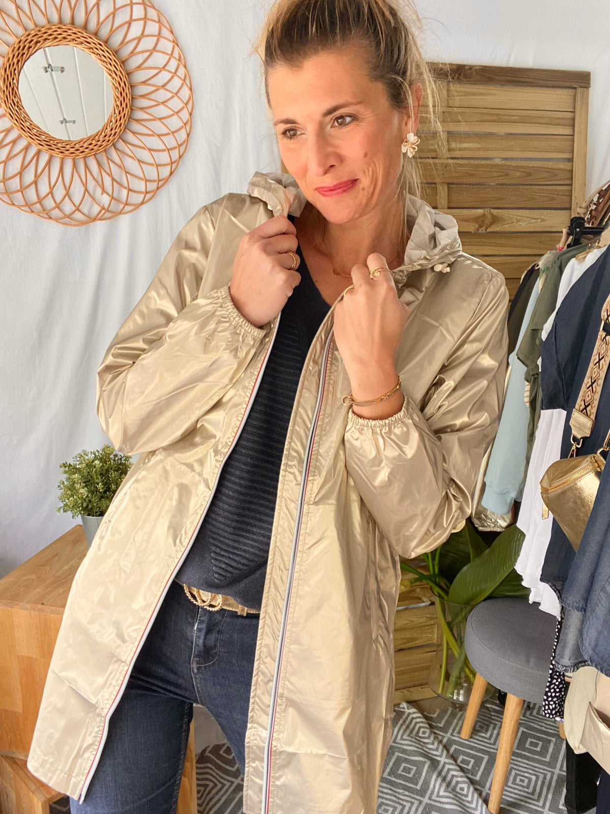 LAURA JO - Coupe vent imperméable ANNA LONG léger - Doré