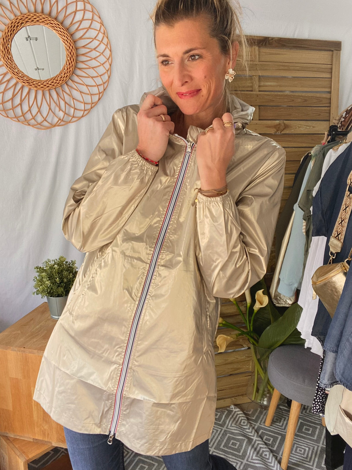 LAURA JO - Coupe vent imperméable ANNA LONG léger - Doré