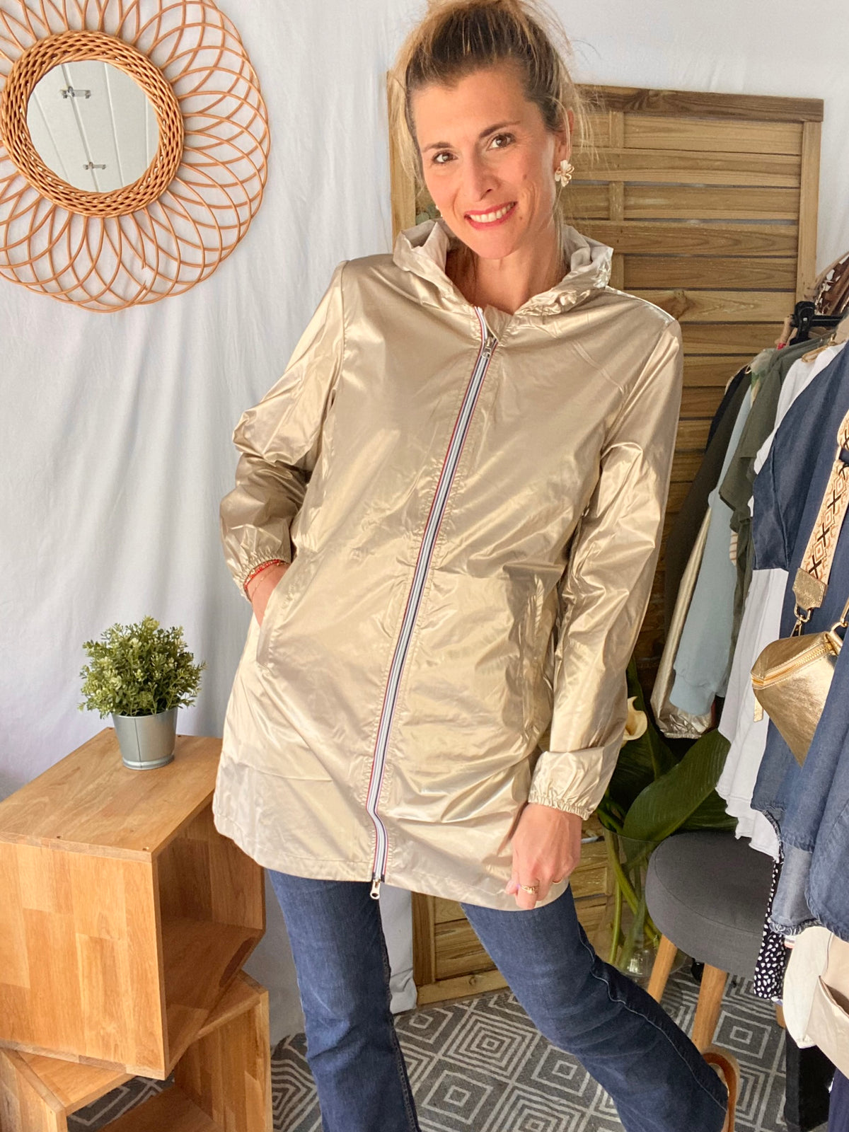 LAURA JO - Coupe vent imperméable ANNA LONG léger - Doré