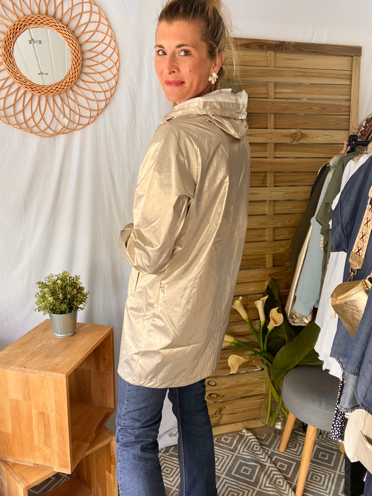 LAURA JO - Coupe vent imperméable ANNA LONG léger - Doré