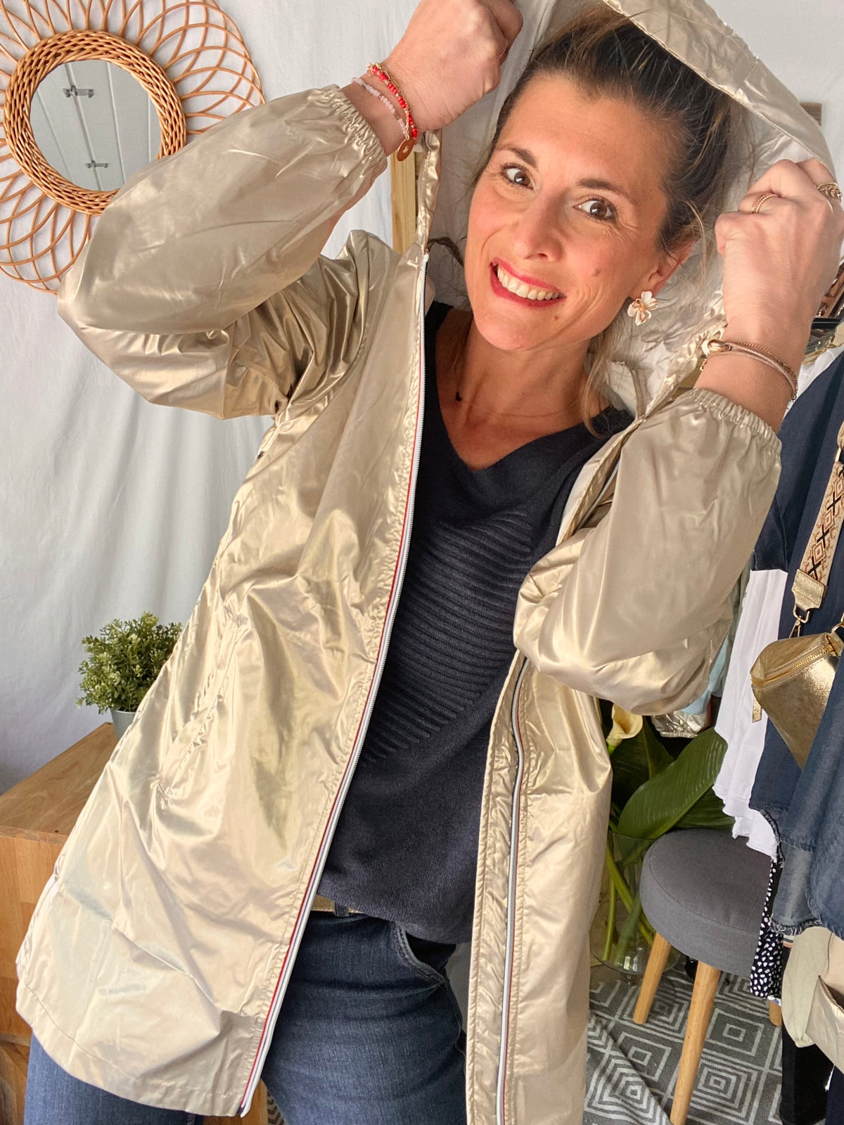 LAURA JO - Coupe vent imperméable ANNA LONG léger - Doré