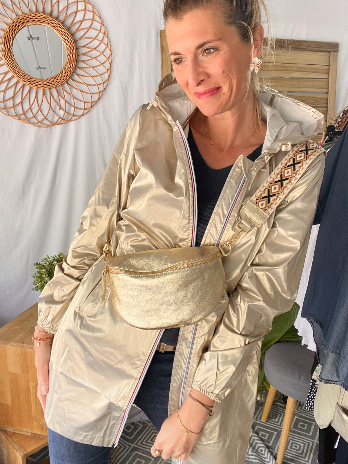 LAURA JO - Coupe vent imperméable ANNA LONG léger - Doré
