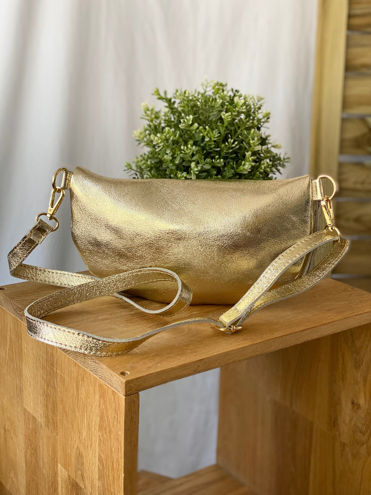 Sac banane L en cuir irisé 28cm - JOYCE - Doré (6 coloris)