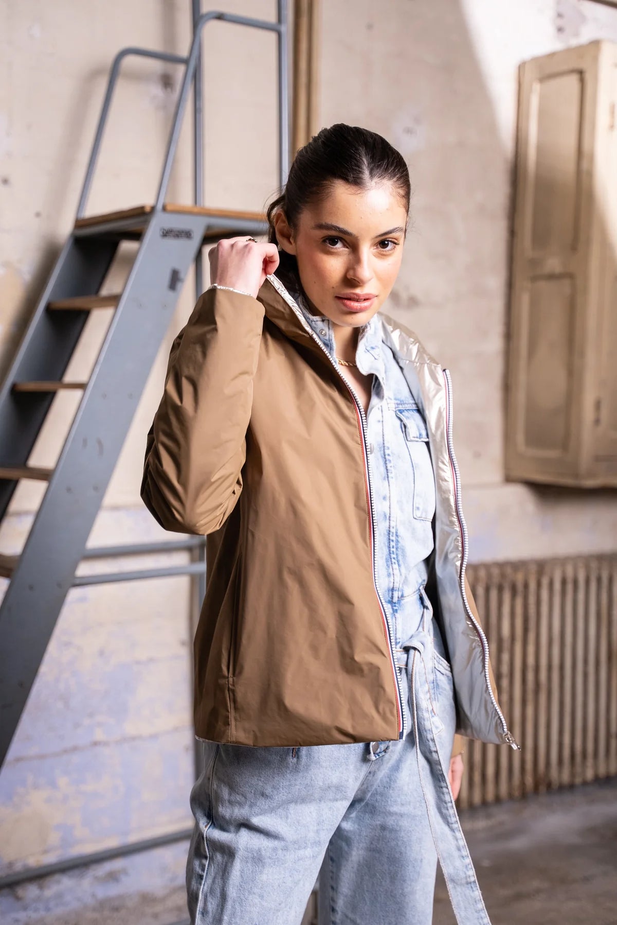 LAURA JO - Imperméable réversible rembourré LOUISON COURT - Camel/Doré