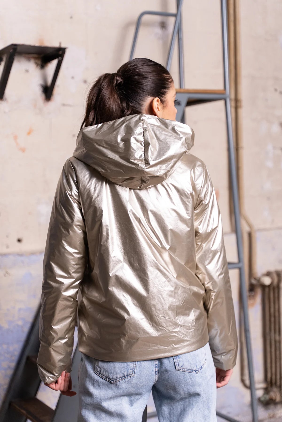 LAURA JO - Imperméable réversible rembourré LOUISON COURT - Kaki/Doré