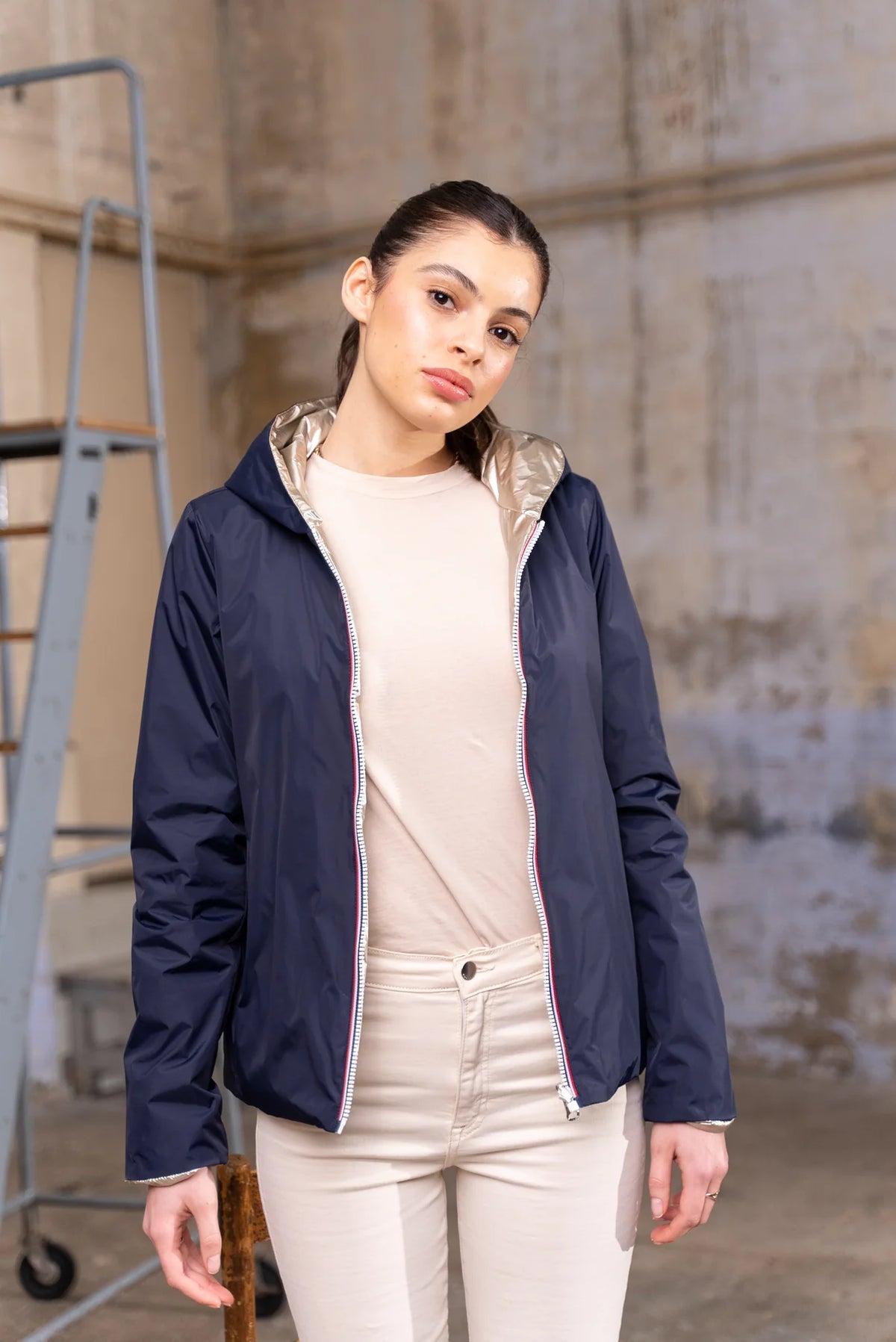 LAURA JO - Imperméable réversible rembourré LOUISON COURT - Marine/Doré
