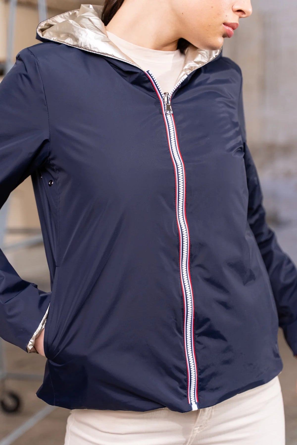 LAURA JO - Imperméable réversible rembourré LOUISON COURT - Marine/Doré