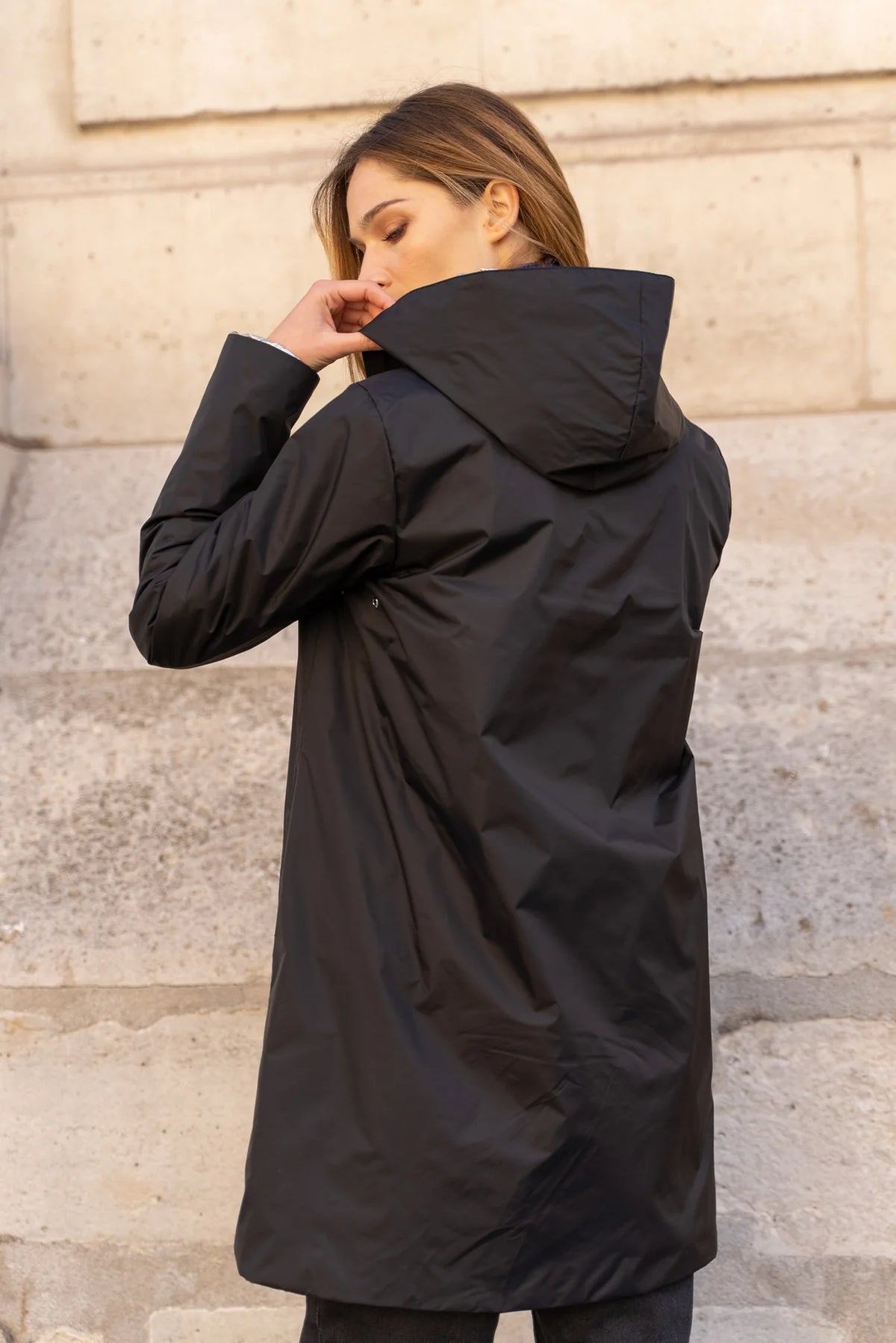 LAURA JO - Imperméable réversible rembourré LOUISON LONG - Noir/Doré