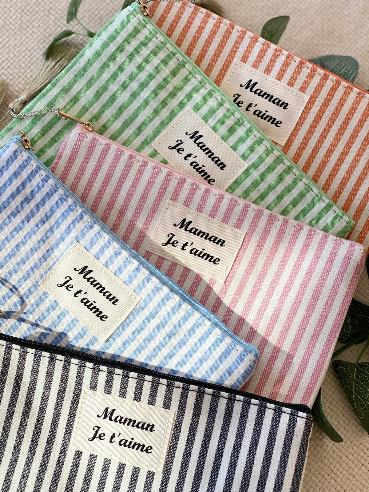 Pochette XL rayée «Maman je t’aime» - SARAH