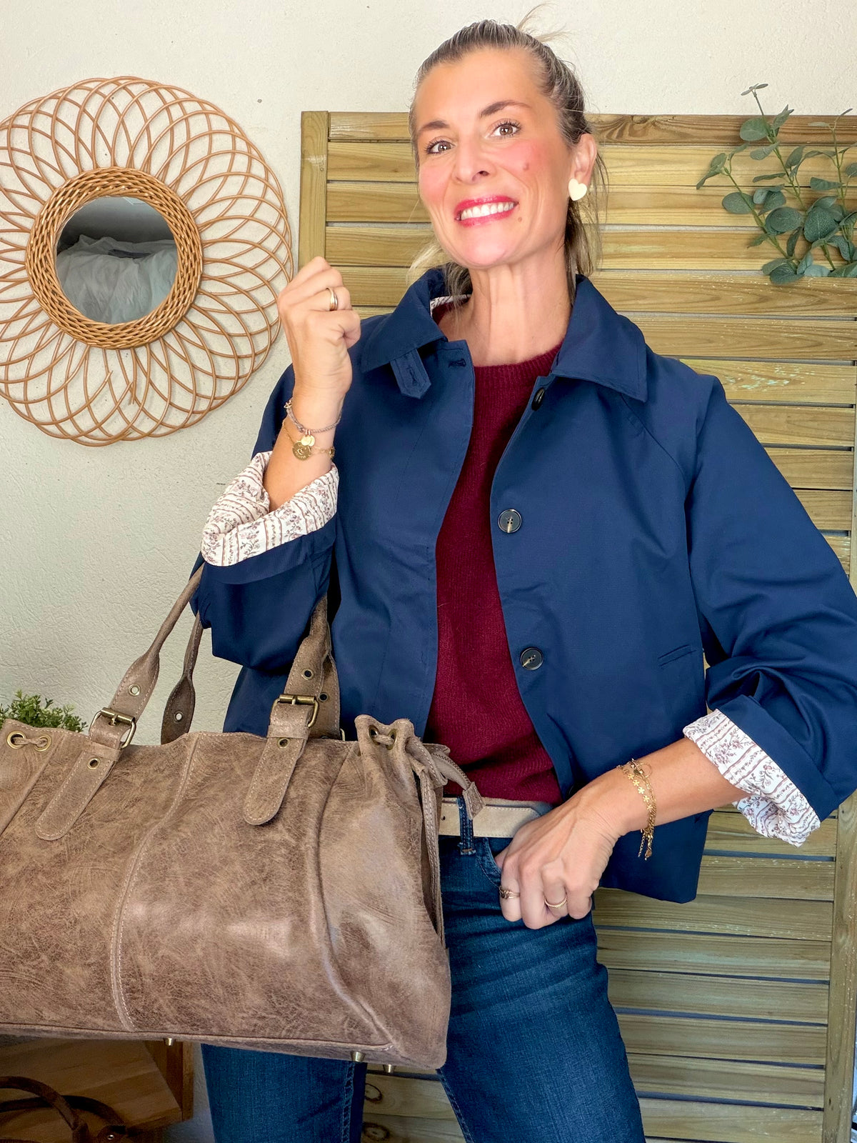 SAC XL EN CUIR VIEILLI COOPER TAUPE