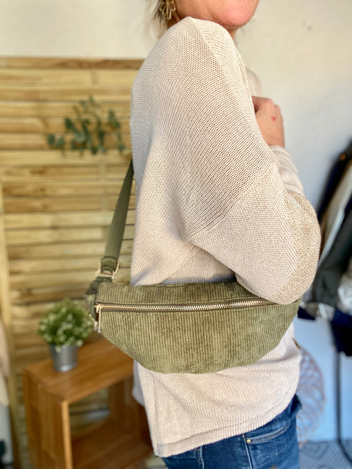 Sac banane M…ini - velours cotelé Ciao Boum - IVY - Kaki