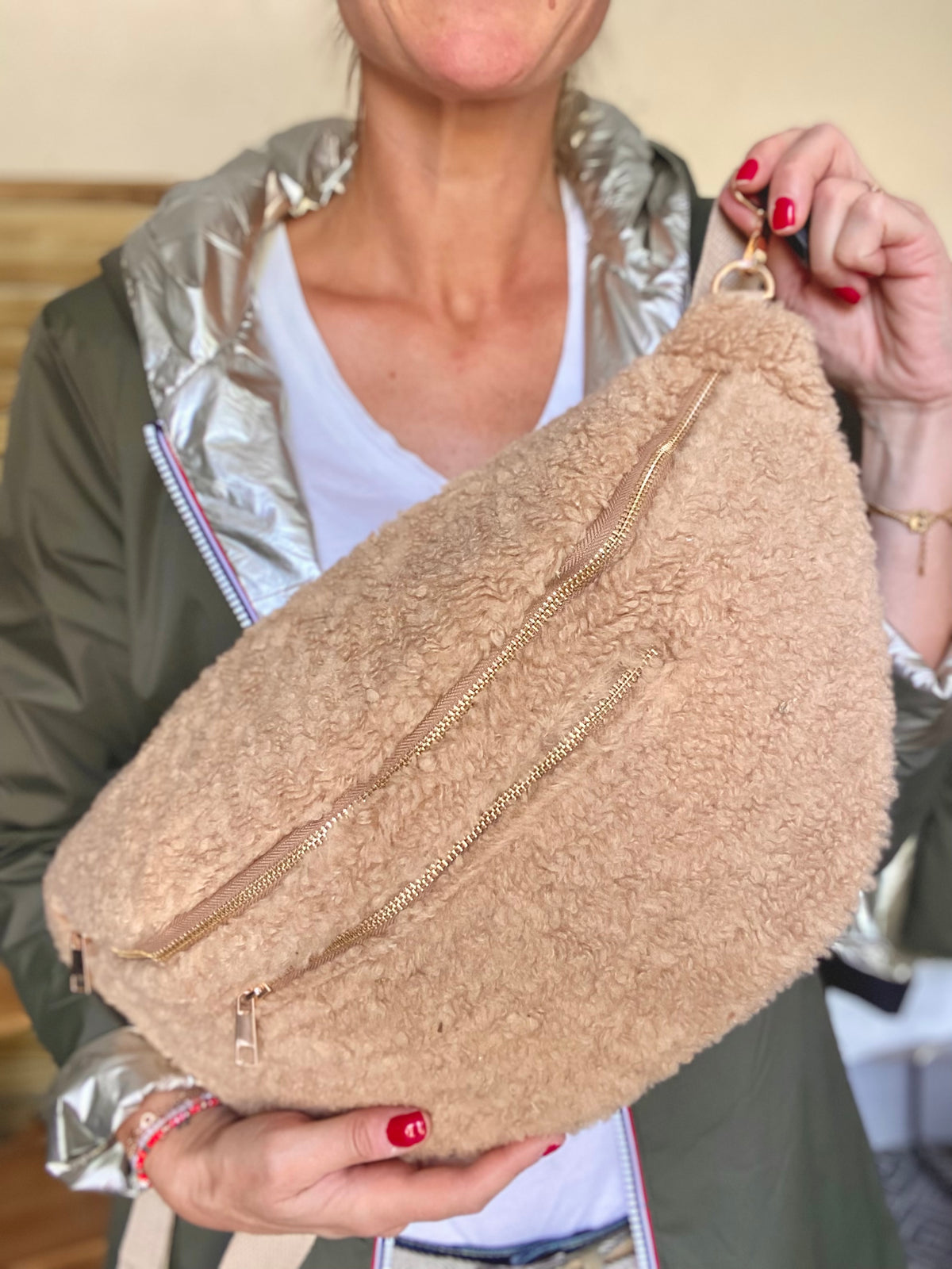 Sac banane XXL Moumoute Ciao Boum CASSIE -  Beige Taupe