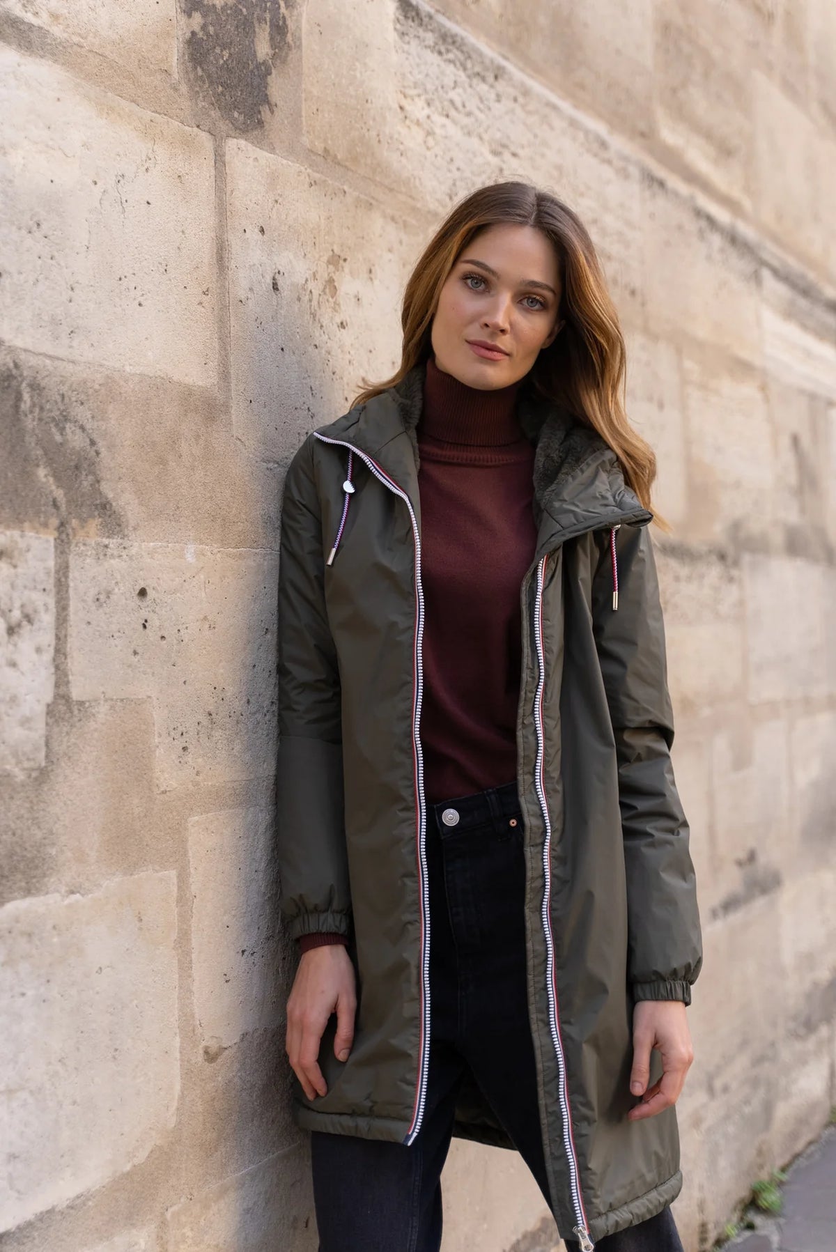 LAURA JO - Parka Imperméable THELMA LONG fourrée - Kaki • DÉSTOCKAGE sur Taille XL