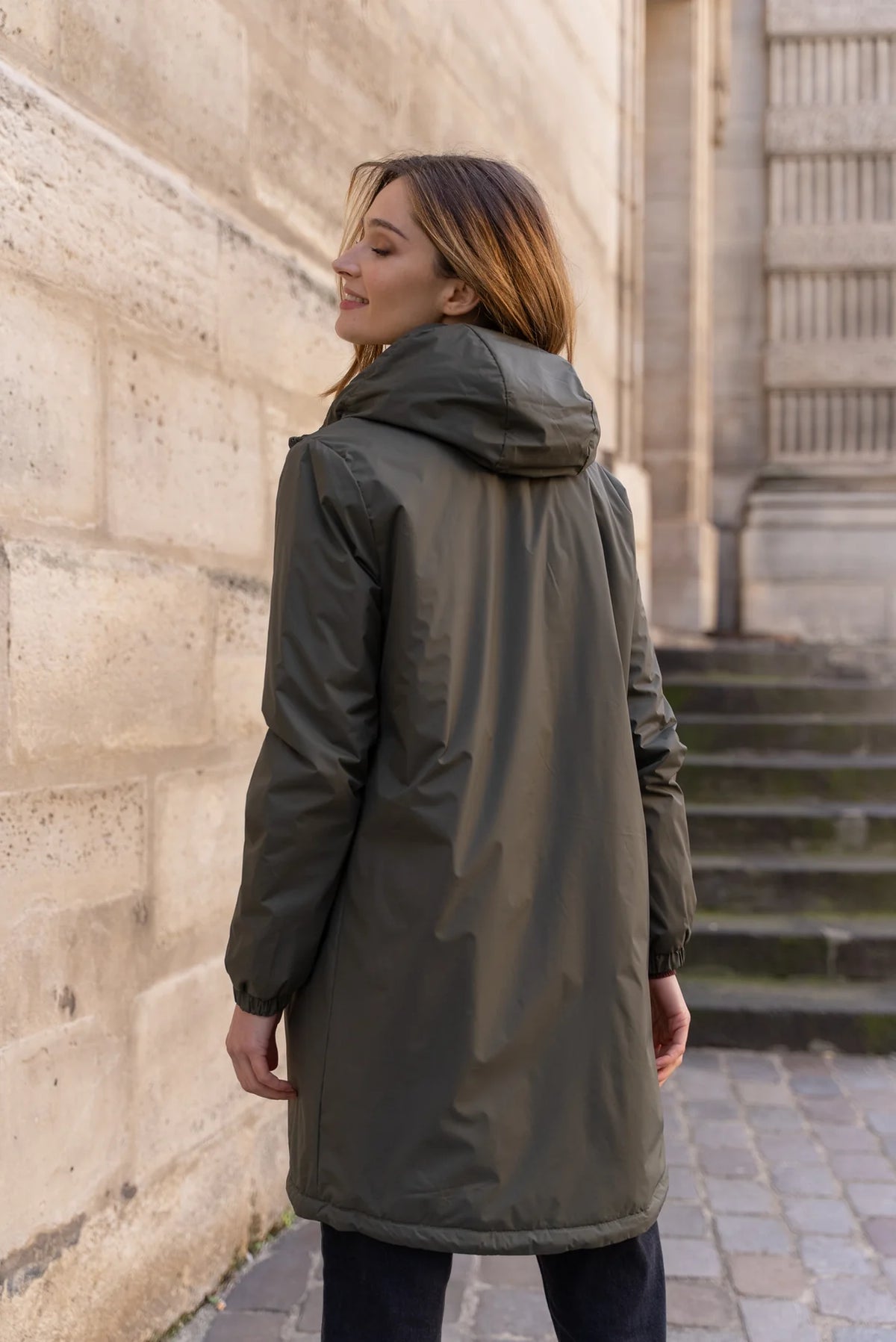 LAURA JO - Parka Imperméable THELMA LONG fourrée - Kaki • DÉSTOCKAGE sur Taille XL