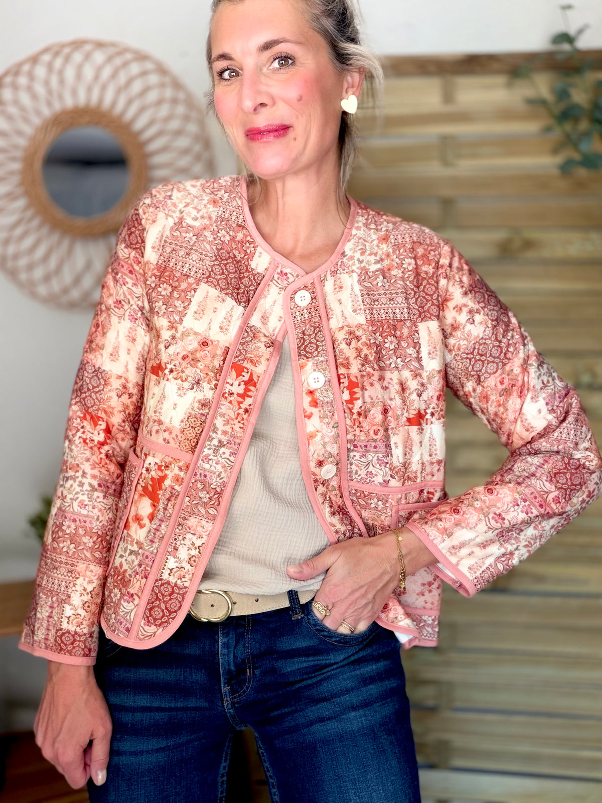 Veste courte Patchwork matelassée légère ADELAÏDE - FIN DE SÉRIE