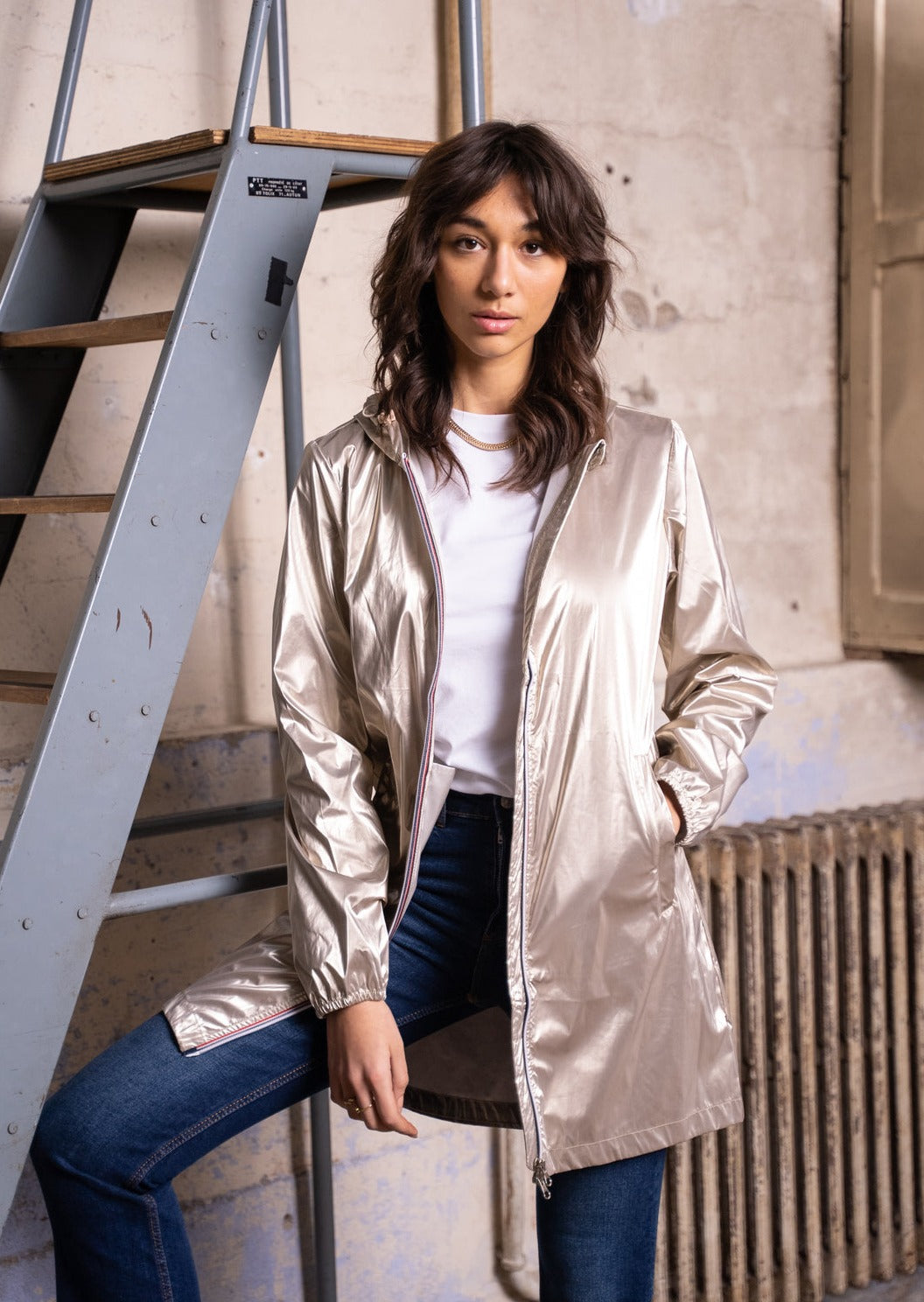LAURA JO - Coupe vent imperméable ANNA LONG léger - Doré