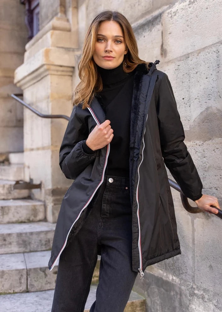 LAURA JO- Parka Imperméable LOUISE LONG fourré - Noir