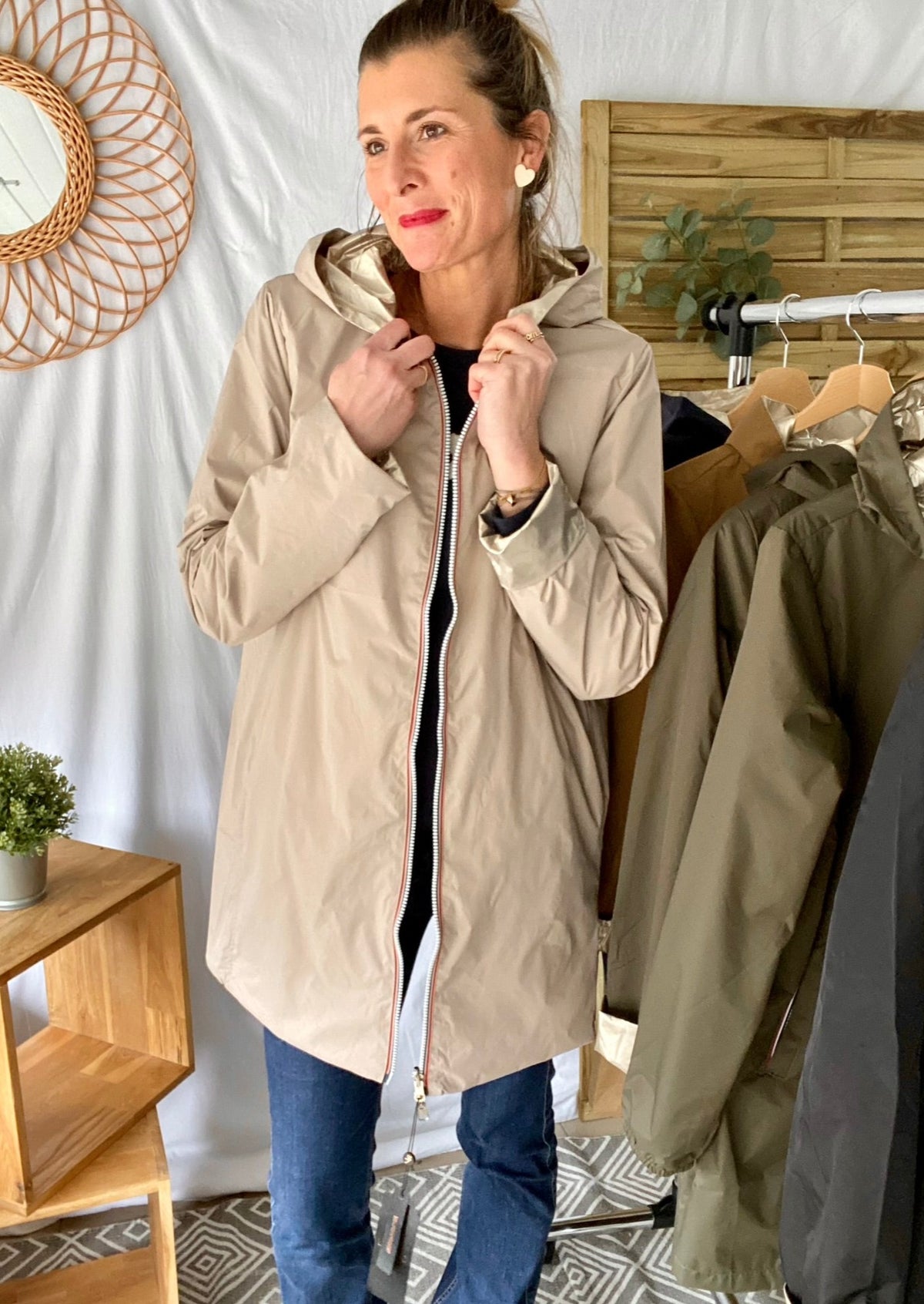 LAURA JO - Imperméable réversible léger GARANCE LONG - Beige/Doré
