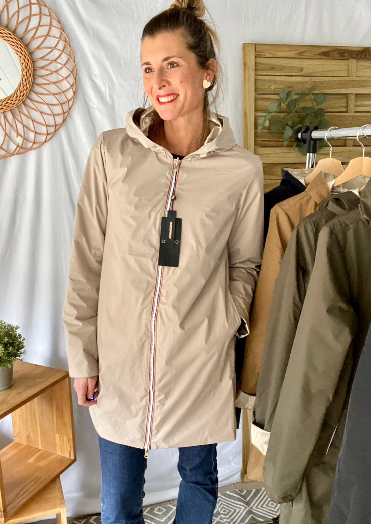 LAURA JO - Imperméable réversible léger GARANCE LONG - Beige/Doré
