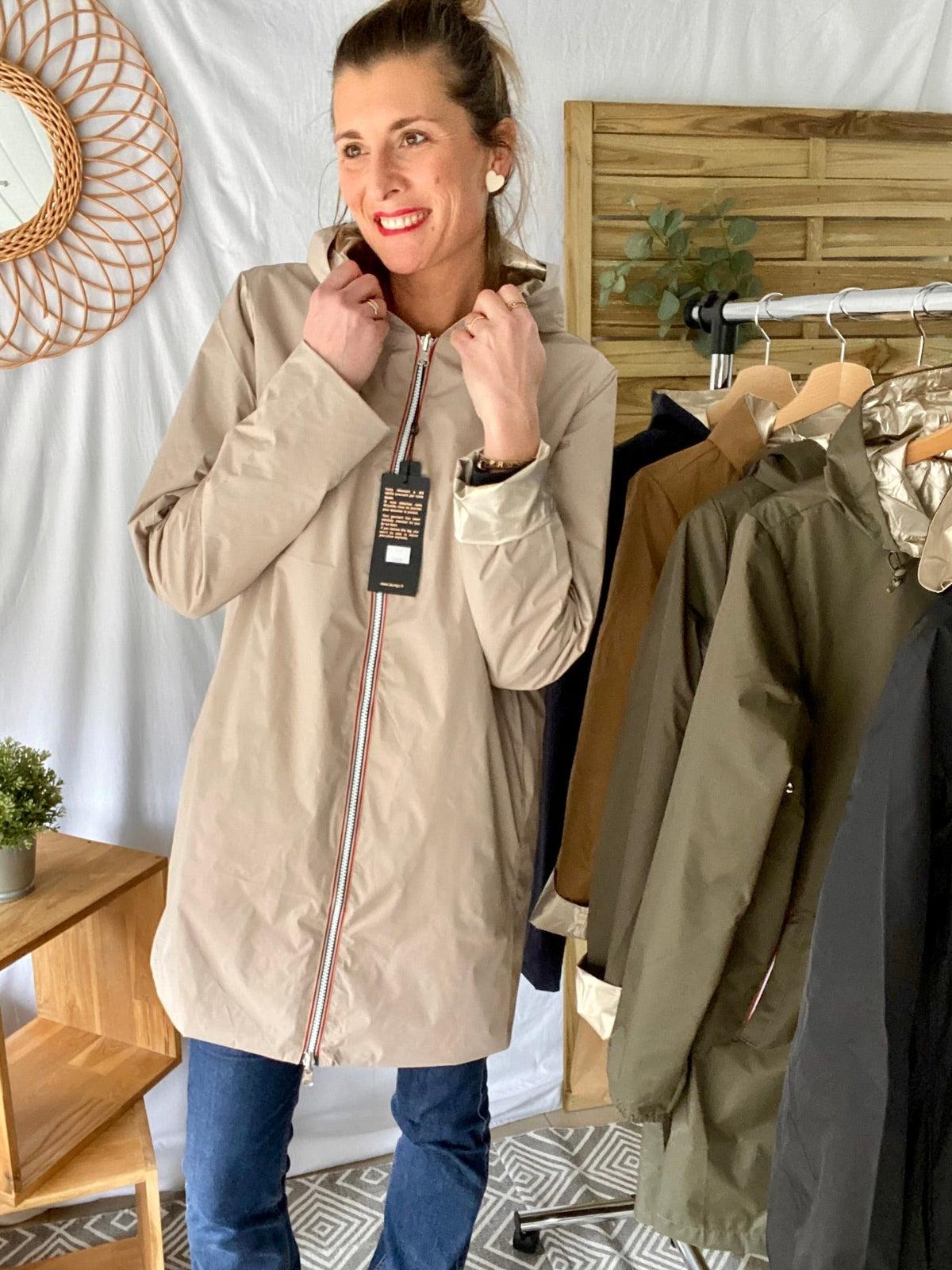 LAURA JO - Imperméable réversible léger GARANCE LONG - Beige/Doré