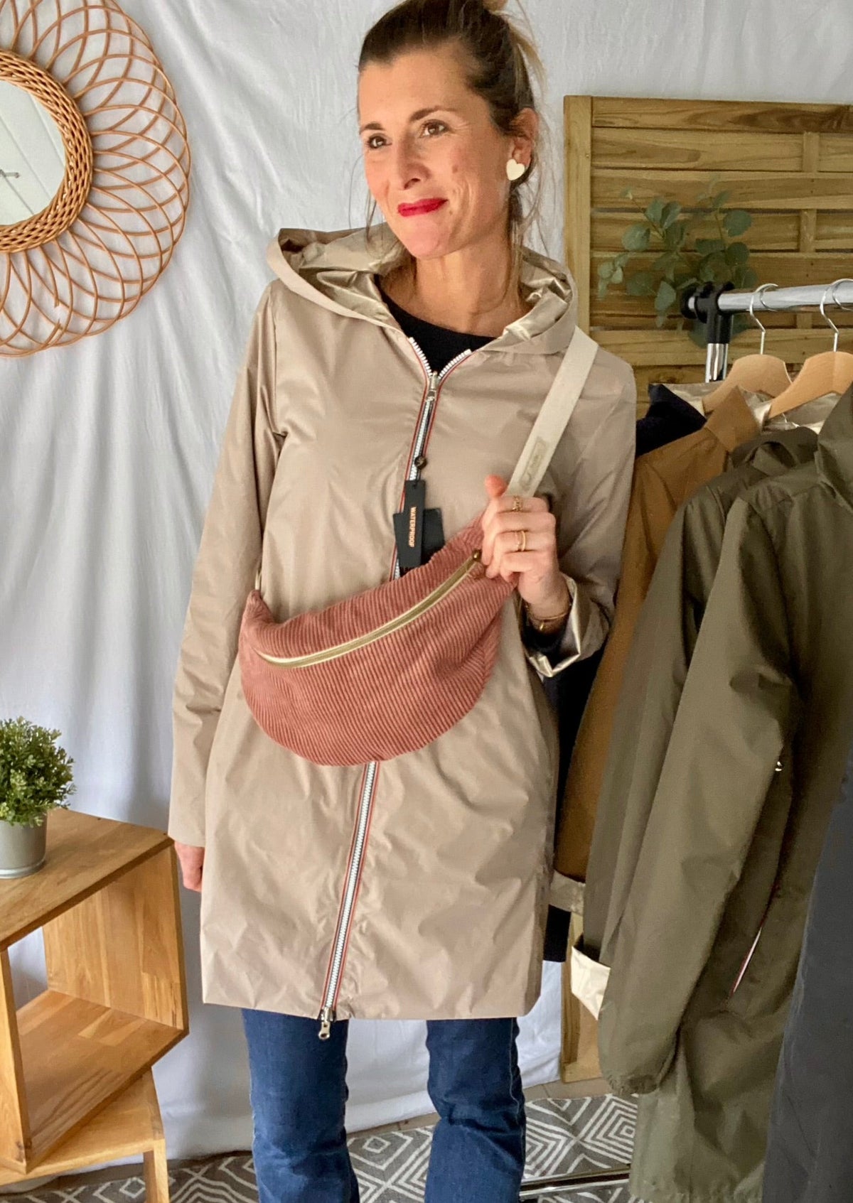 LAURA JO - Imperméable réversible léger GARANCE LONG - Beige/Doré