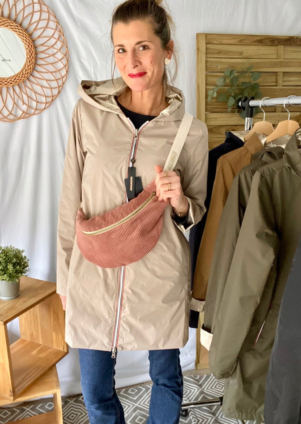 LAURA JO - Imperméable réversible léger GARANCE LONG - Beige/Doré
