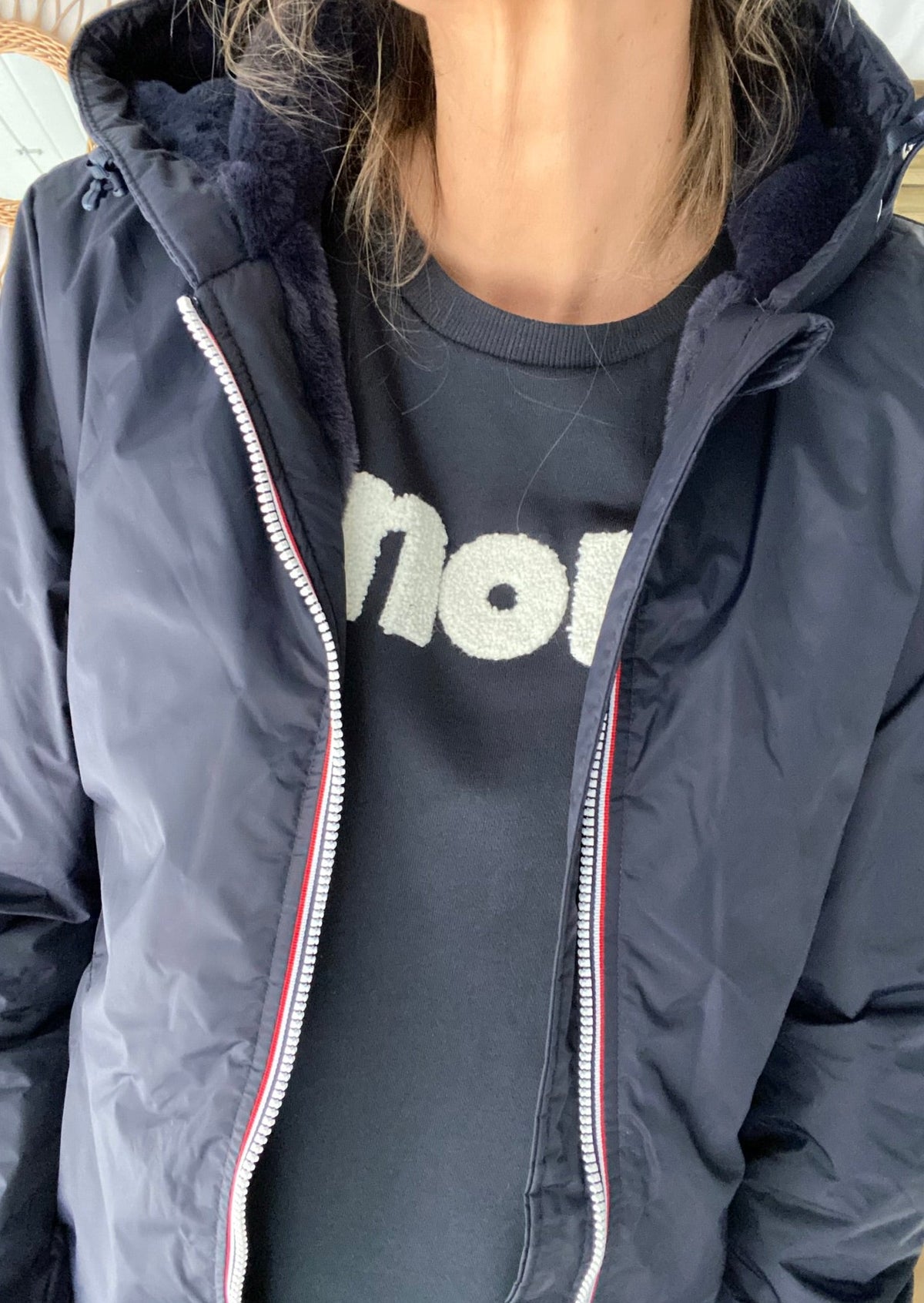 LAURA JO - Parka Imperméable LOUISE LONG fourré - Bleu Marine • DÉSTOCKAGE Taille S
