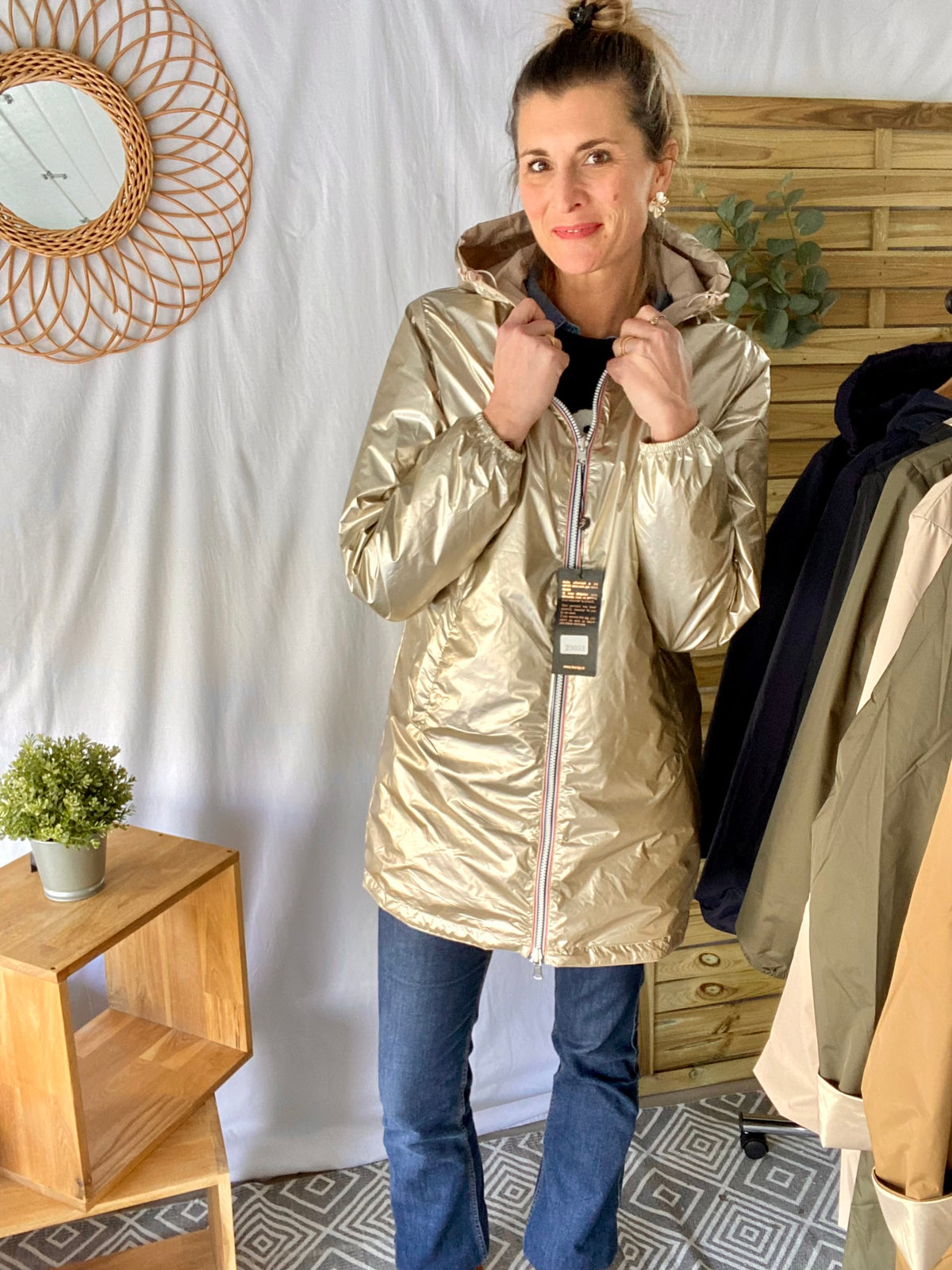 ⚡️ ARRIVAGE - Imperméable réversible long cintré CLAIRE Beige/Doré - LAURA JO
