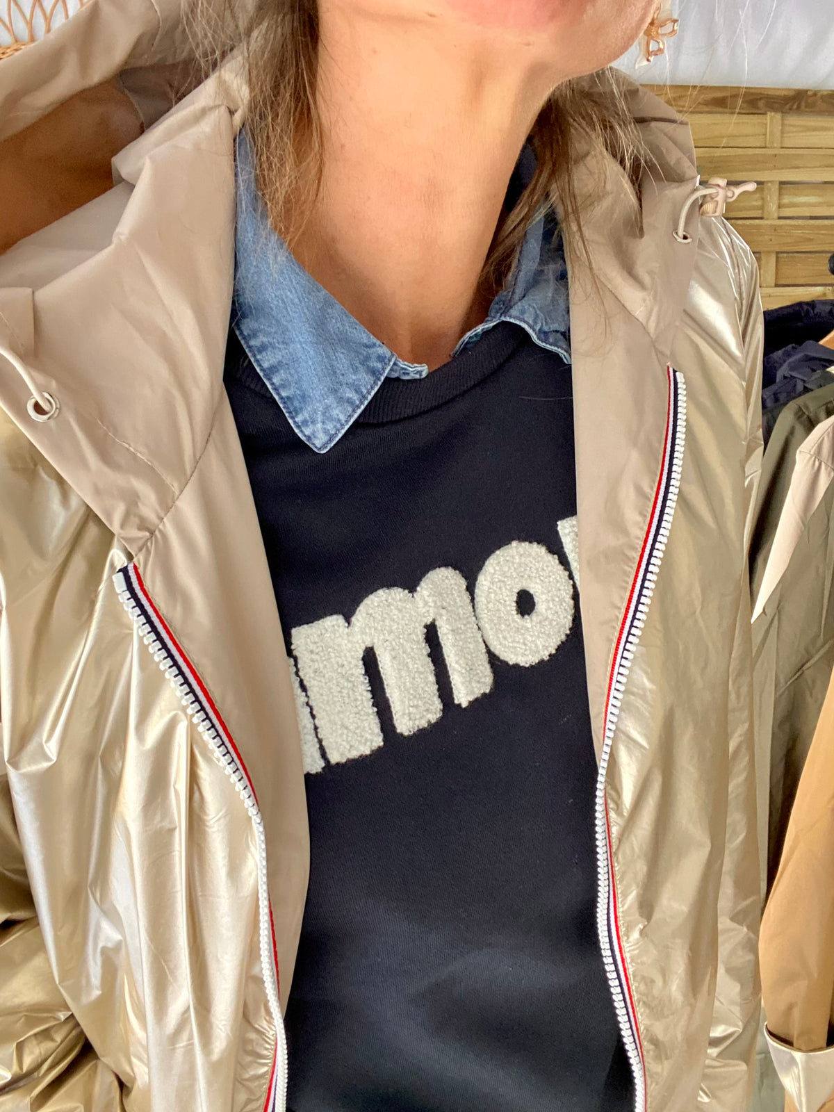 ⚡️ ARRIVAGE - Imperméable réversible long cintré CLAIRE Beige/Doré - LAURA JO