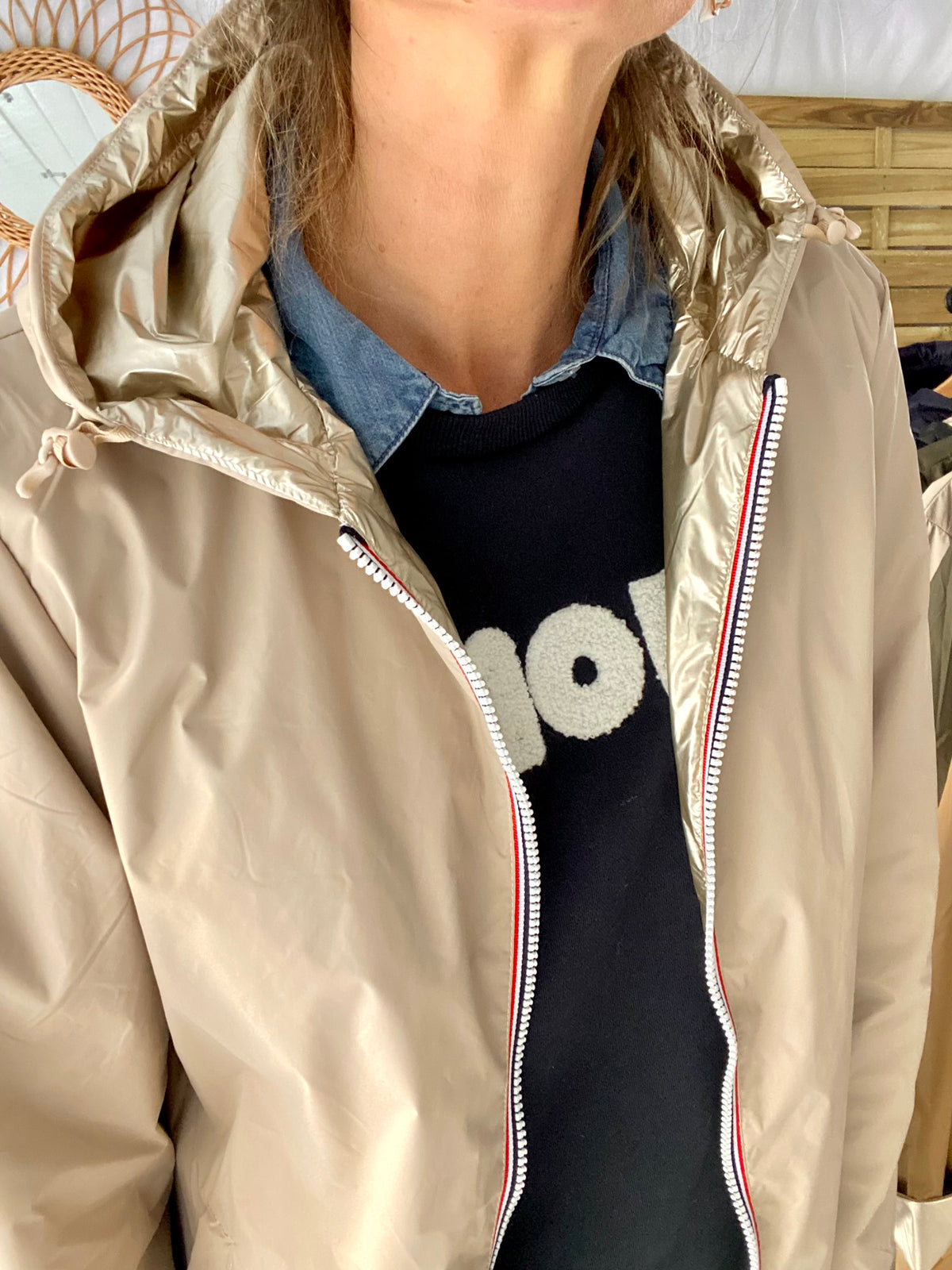 ⚡️ ARRIVAGE - Imperméable réversible long cintré CLAIRE Beige/Doré - LAURA JO