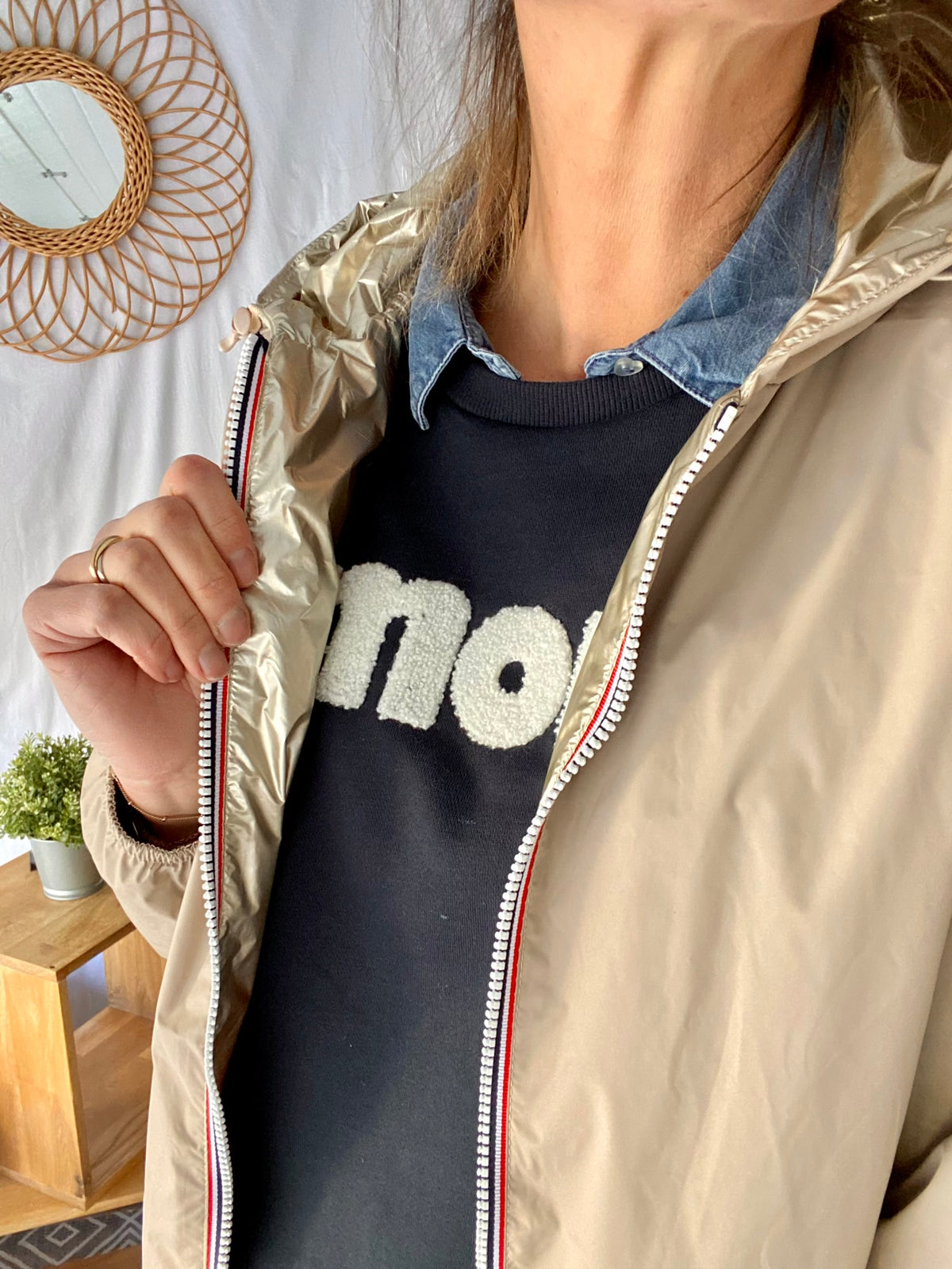 ⚡️ ARRIVAGE - Imperméable réversible long cintré CLAIRE Beige/Doré - LAURA JO