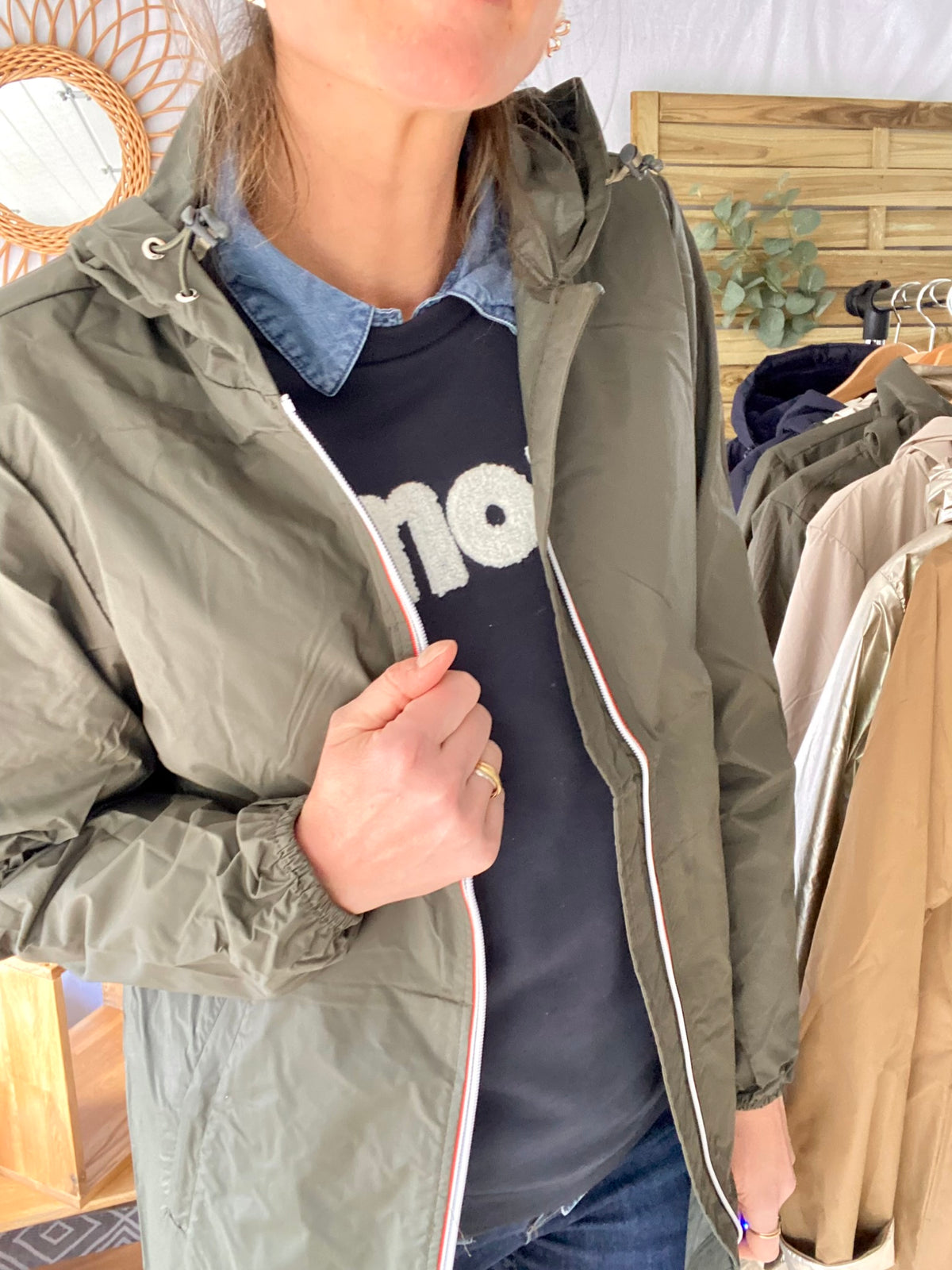 LAURA JO - Coupe vent imperméable ANNA LONG léger - Kaki