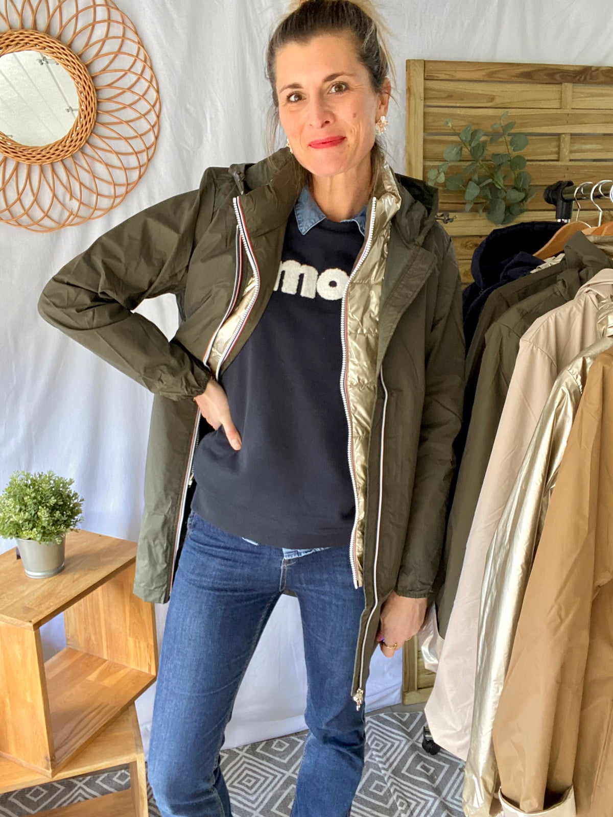 LAURA JO - Coupe vent imperméable ANNA LONG léger - Kaki