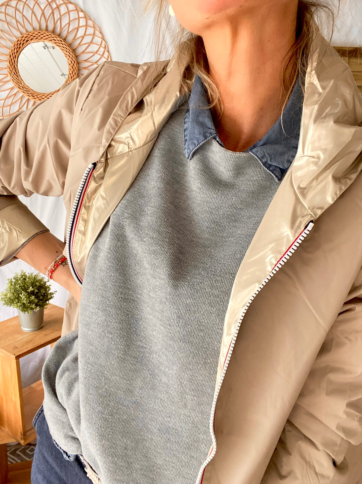 LAURA JO - Imperméable réversible léger GARANCE COURT - Beige/Doré