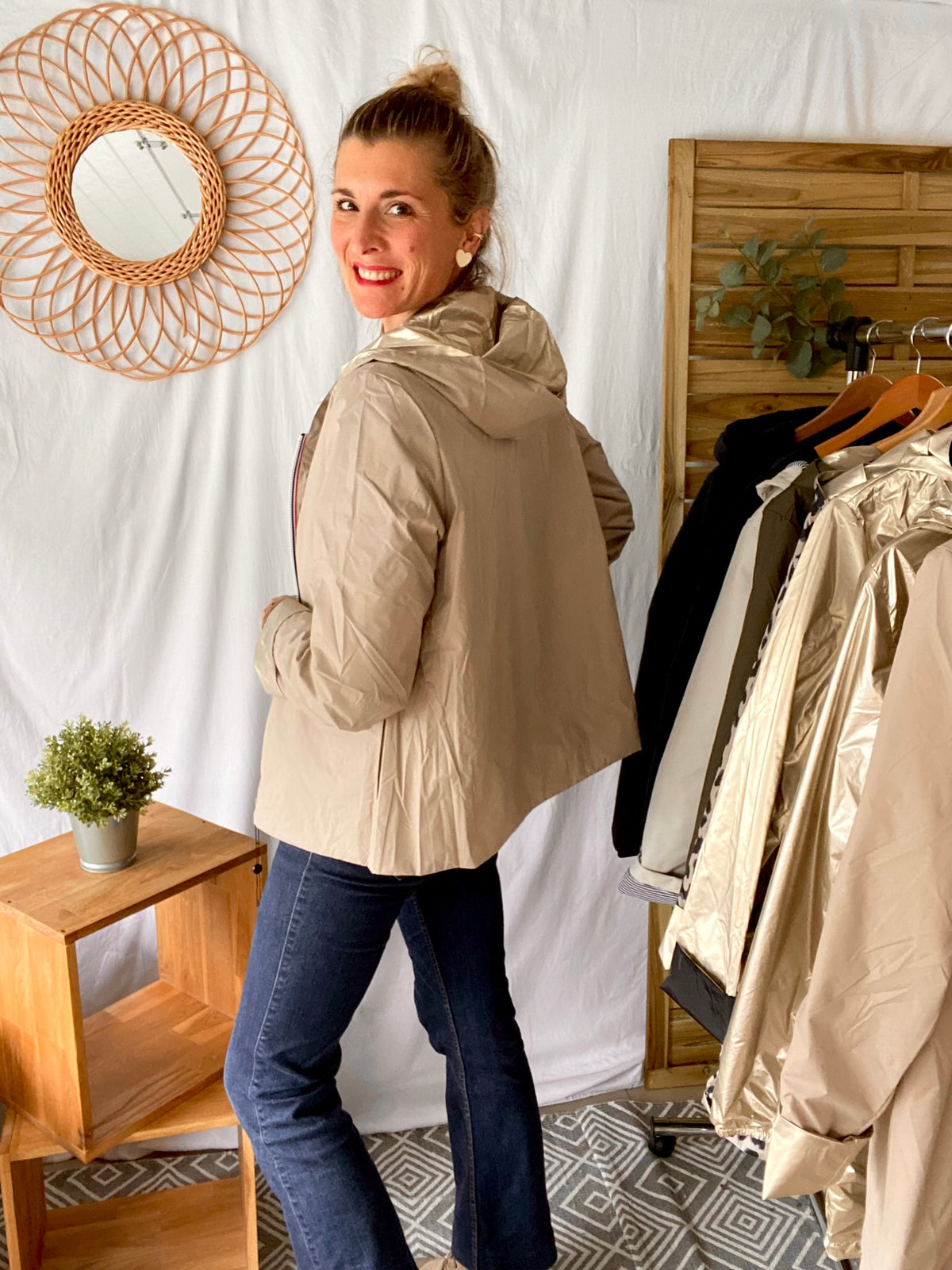 LAURA JO - Imperméable réversible léger GARANCE COURT - Beige/Doré