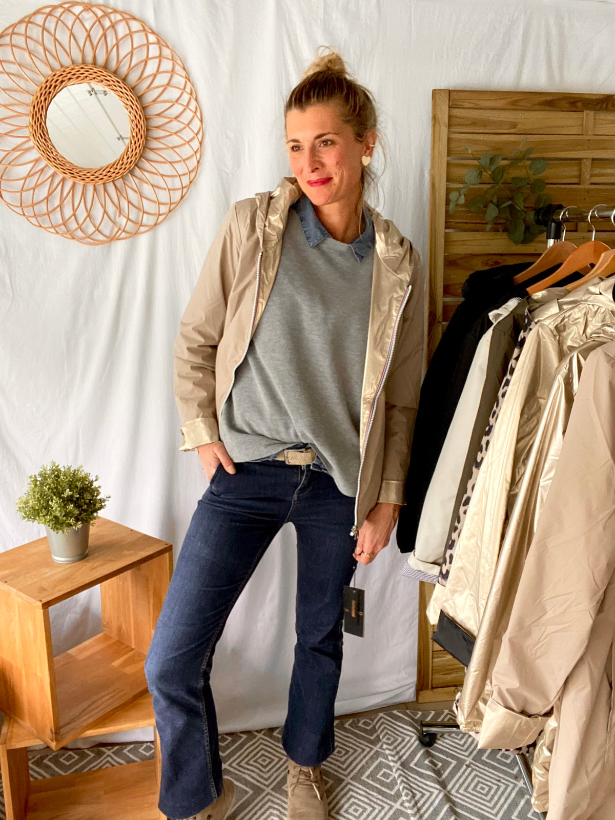 LAURA JO - Imperméable réversible léger GARANCE COURT - Beige/Doré