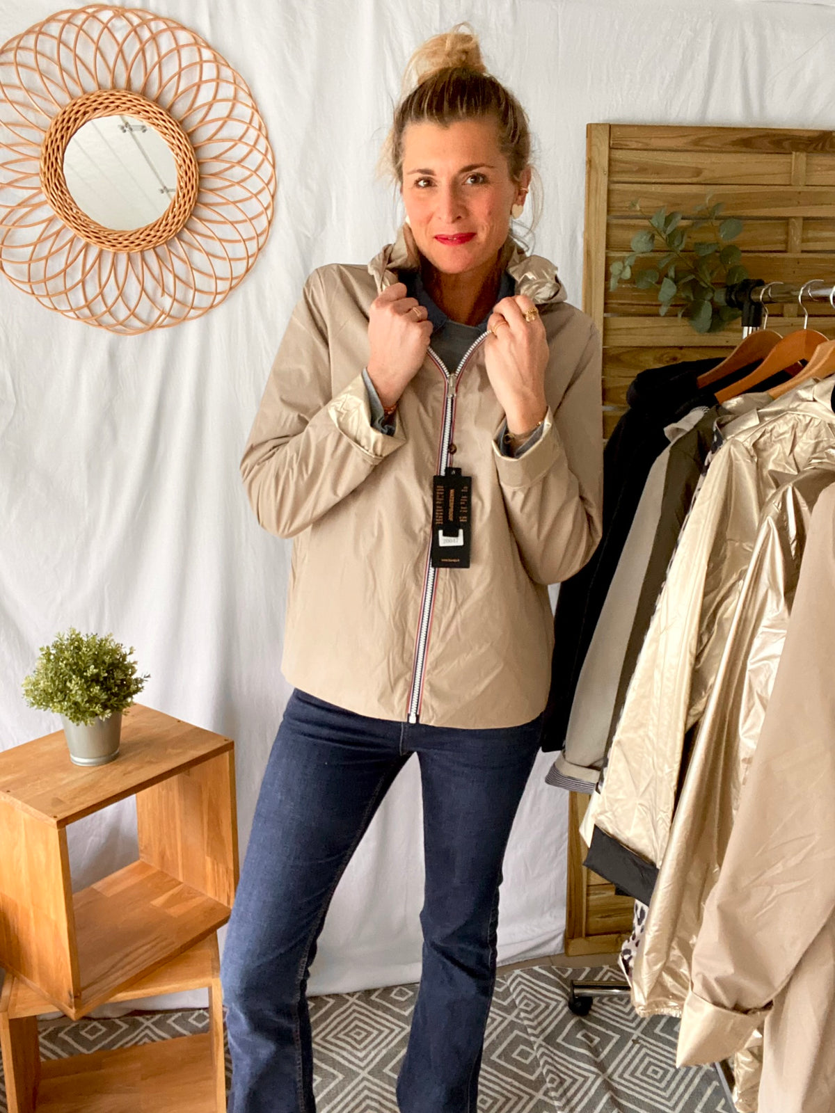 LAURA JO - Imperméable réversible léger GARANCE COURT - Beige/Doré