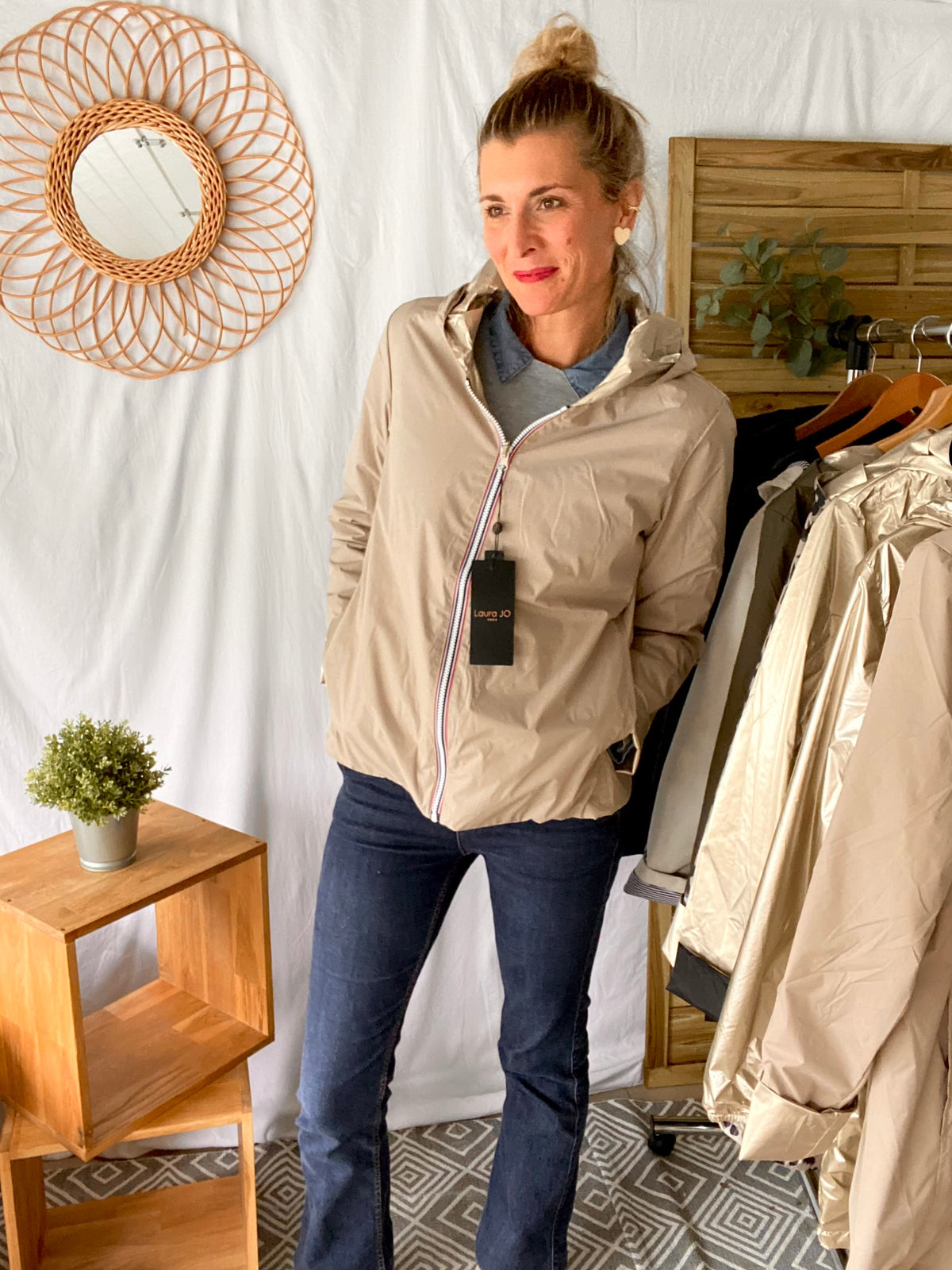 LAURA JO - Imperméable réversible léger GARANCE COURT - Beige/Doré