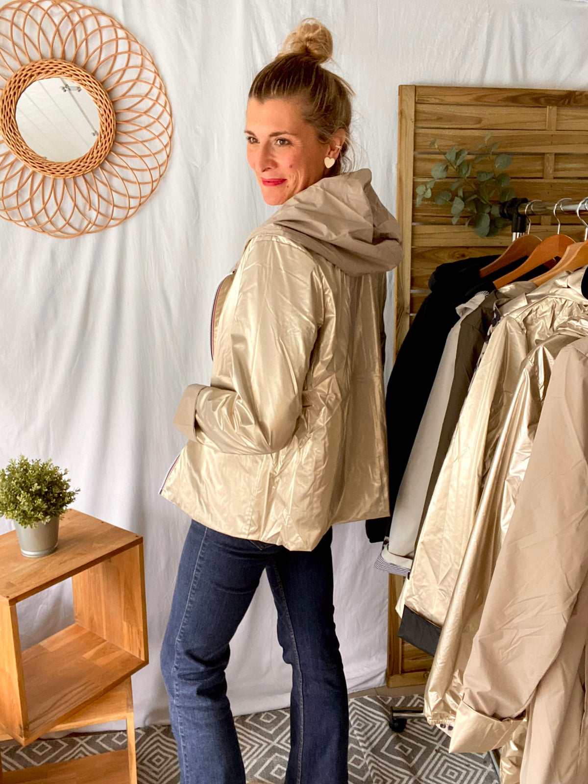 LAURA JO - Imperméable réversible léger GARANCE COURT - Beige/Doré