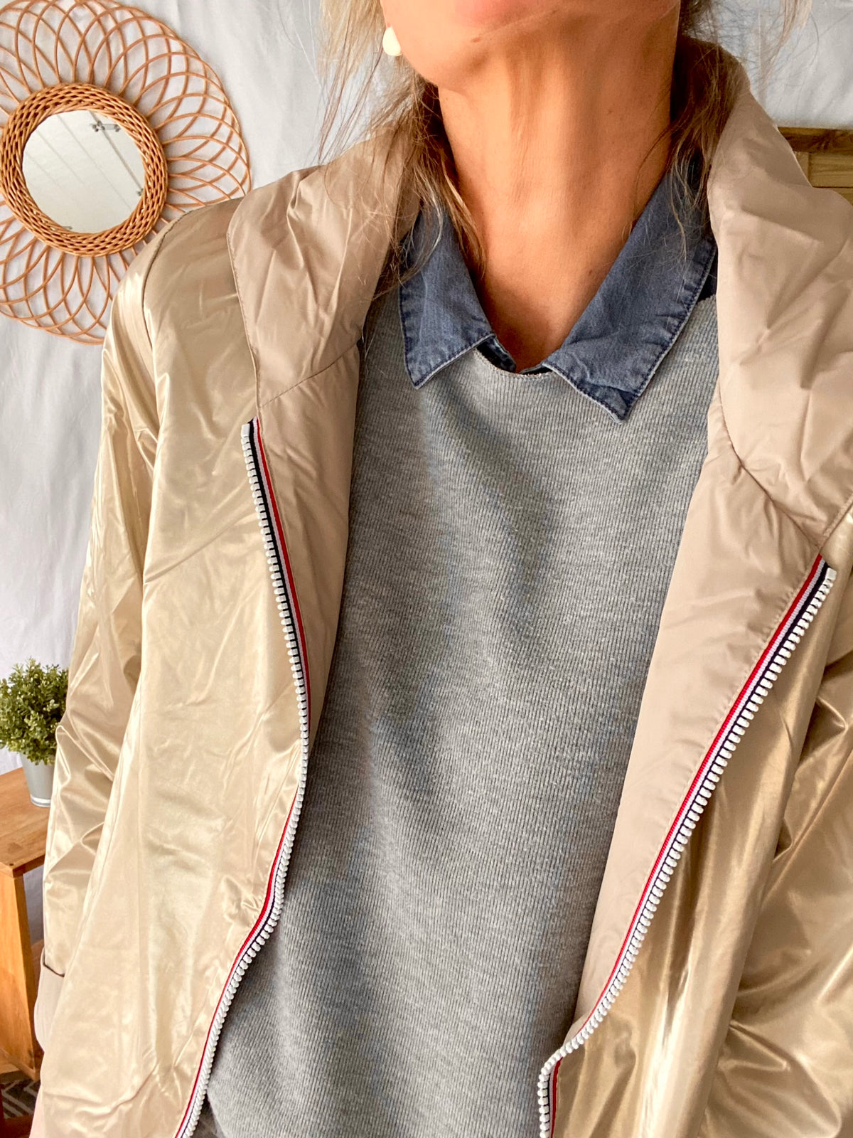 LAURA JO - Imperméable réversible léger GARANCE COURT - Beige/Doré