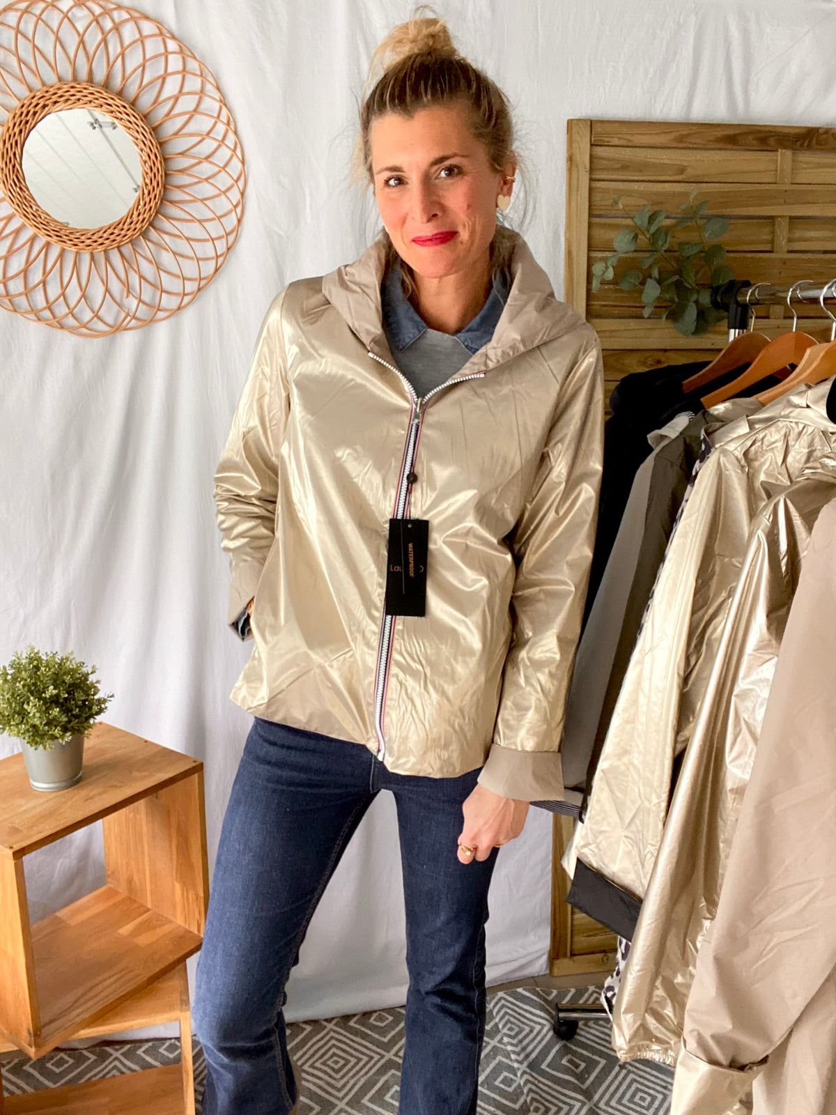 LAURA JO - Imperméable réversible léger GARANCE COURT - Beige/Doré