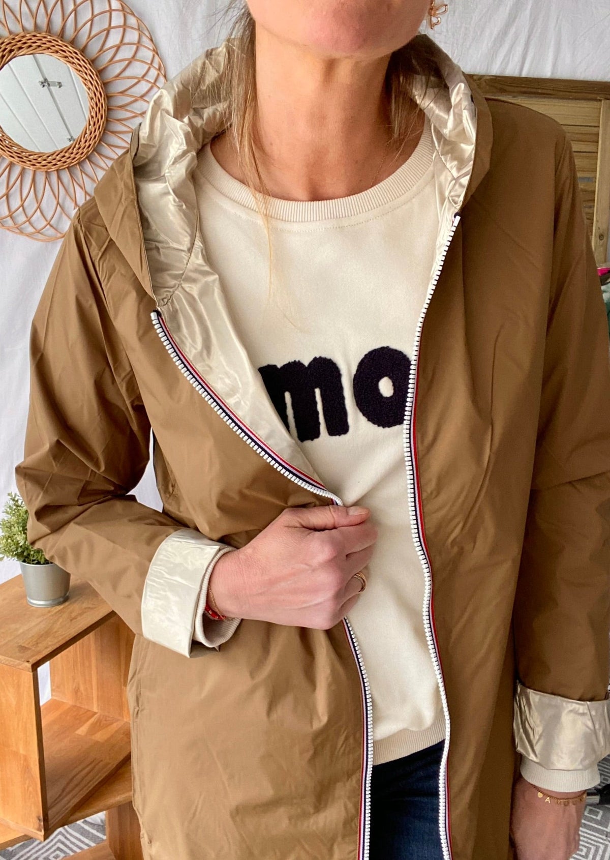 LAURA JO - Imperméable réversible léger GARANCE LONG - Camel/Doré