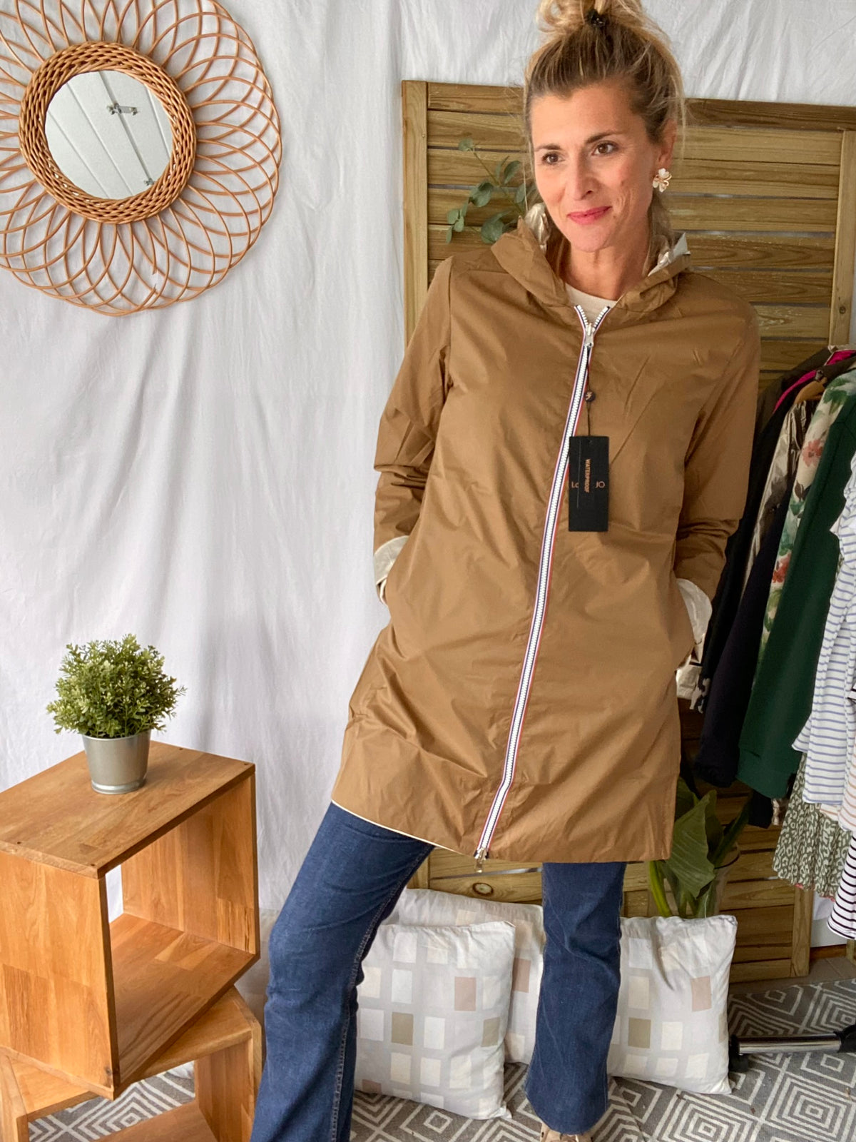 LAURA JO - Imperméable réversible léger GARANCE LONG - Camel/Doré