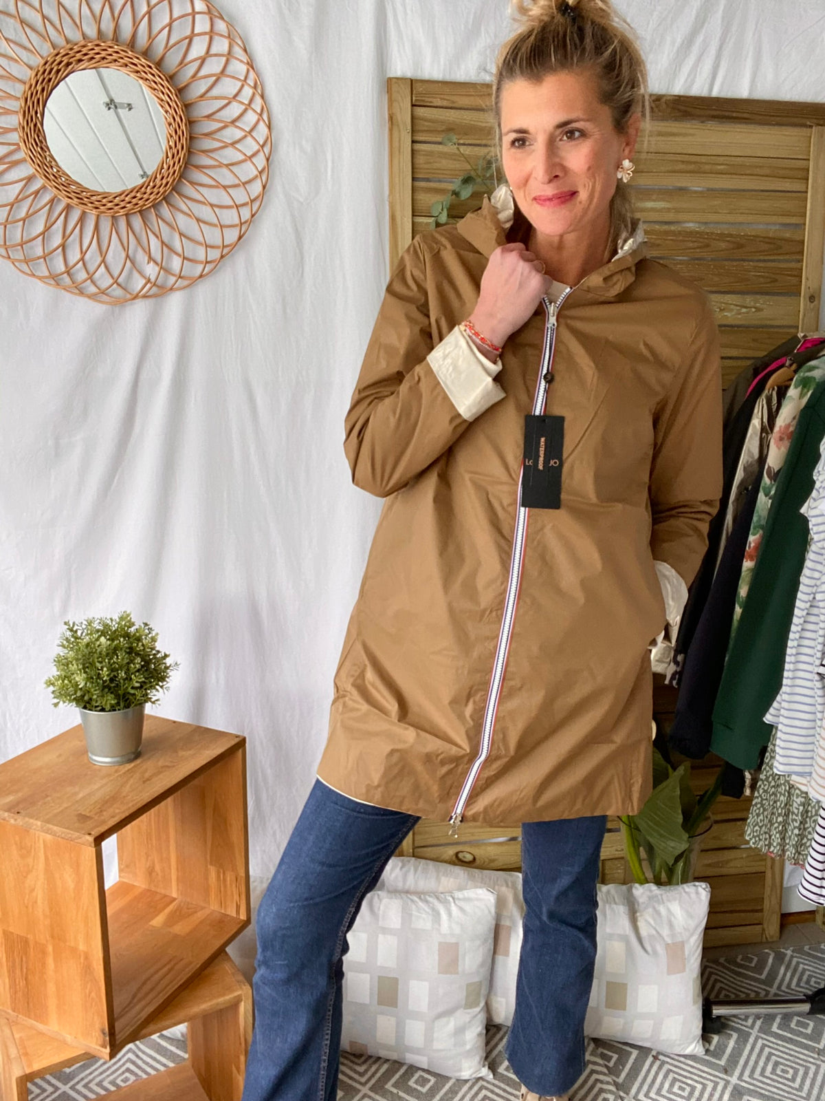 LAURA JO - Imperméable réversible léger GARANCE LONG - Camel/Doré
