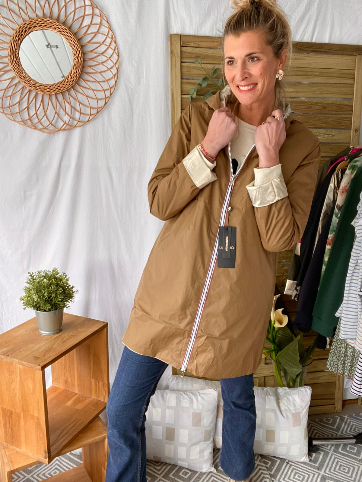 LAURA JO - Imperméable réversible léger GARANCE LONG - Camel/Doré