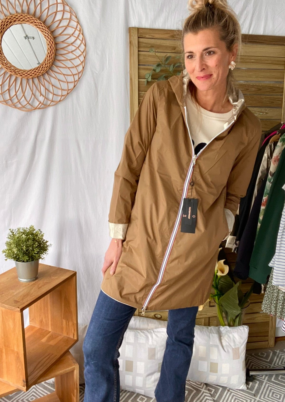 LAURA JO - Imperméable réversible léger GARANCE LONG - Camel/Doré