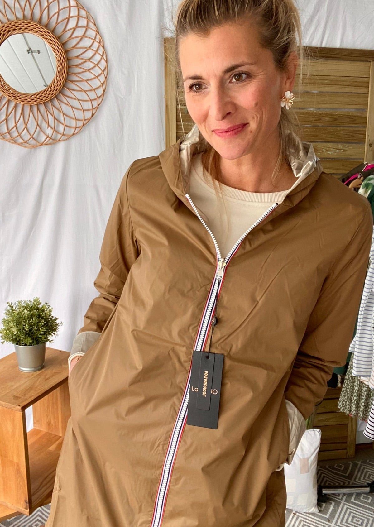 LAURA JO - Imperméable réversible léger GARANCE LONG - Camel/Doré