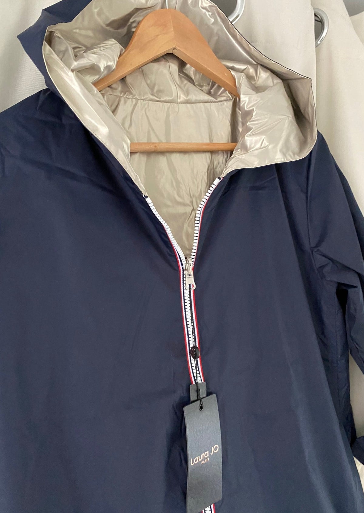 LAURA JO - Imperméable réversible léger GARANCE LONG - Marine/Doré