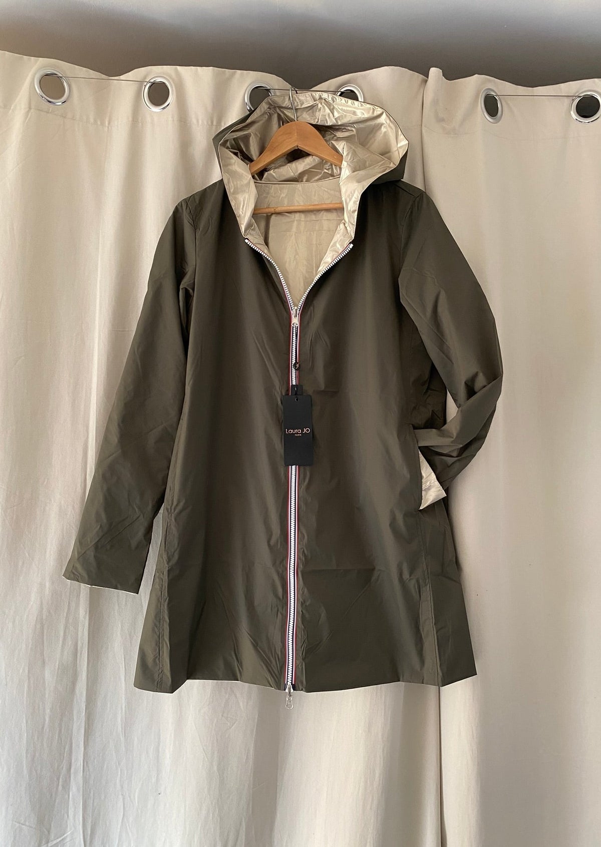 LAURA JO - Imperméable réversible léger GARANCE LONG - Kaki/Doré